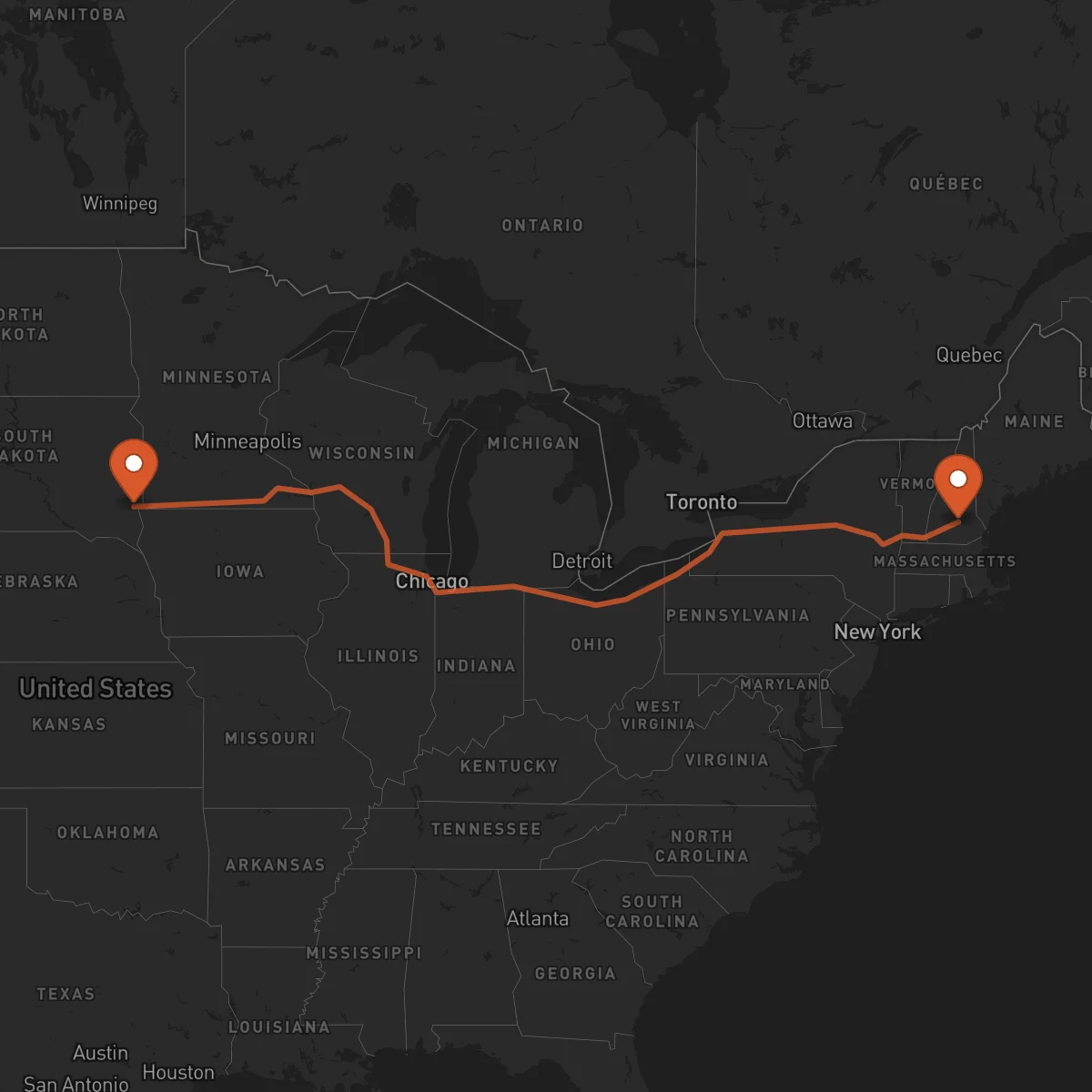 Ruta Sioux Falls - Concord