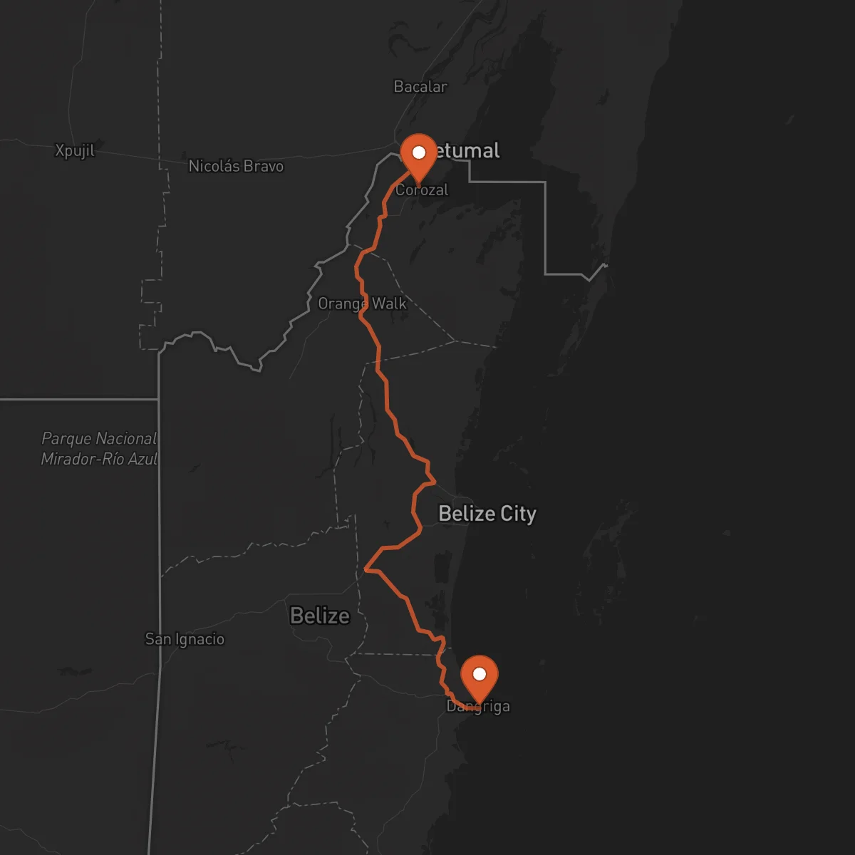 Ruta Dangriga - Corozal Town