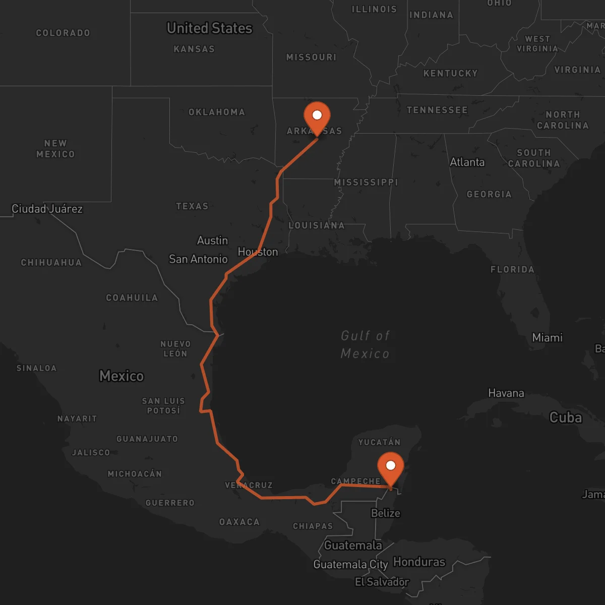 Ruta Little Rock - Corozal Town