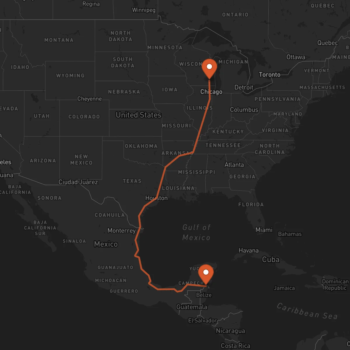 Ruta Milwaukee - Corozal Town