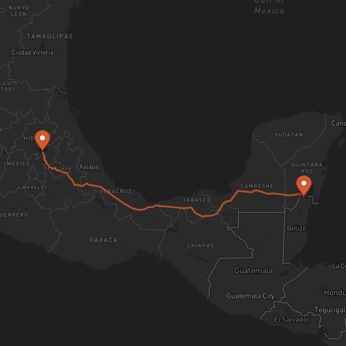 Ruta Pachuca de Soto - Corozal Town