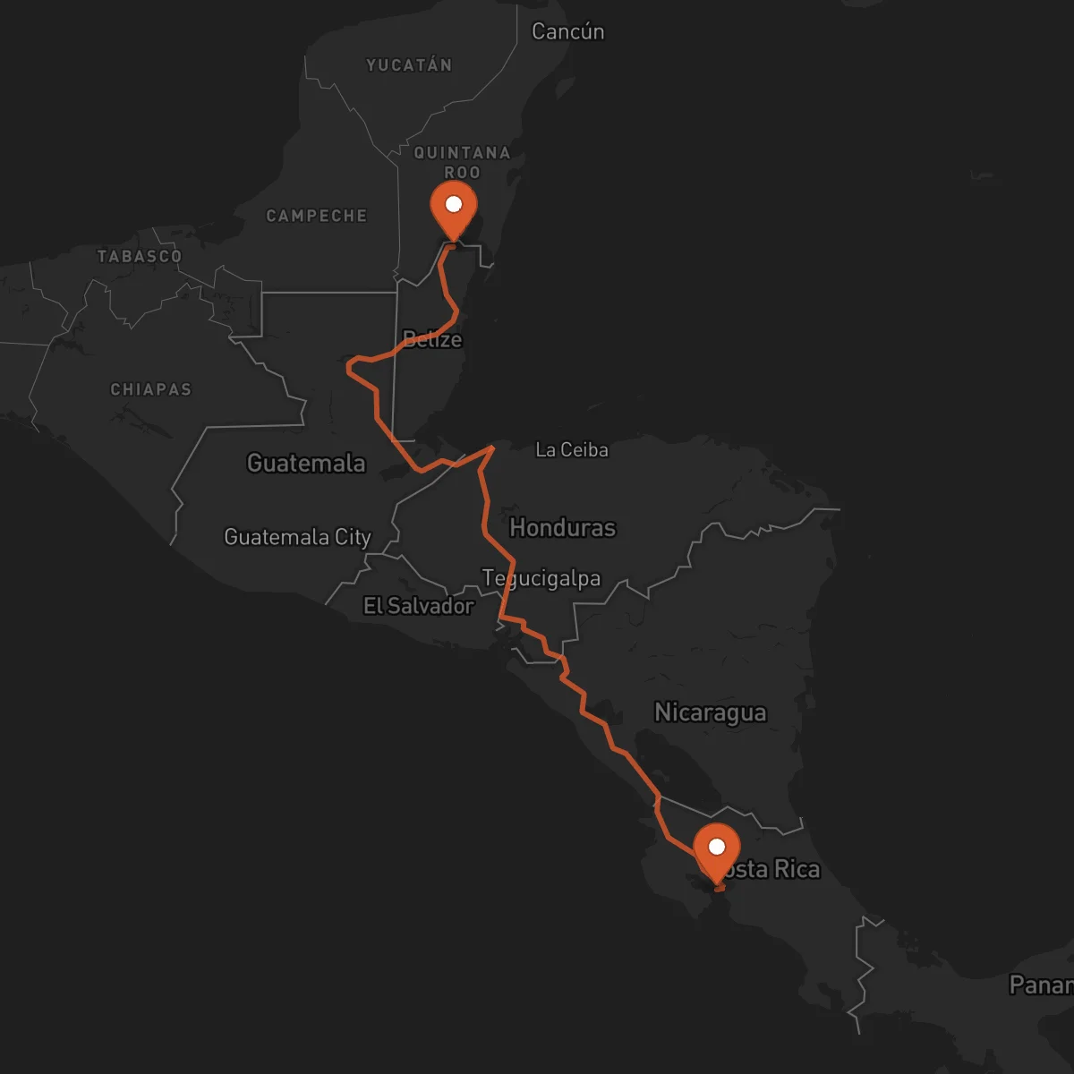 Ruta Puntarenas - Corozal Town