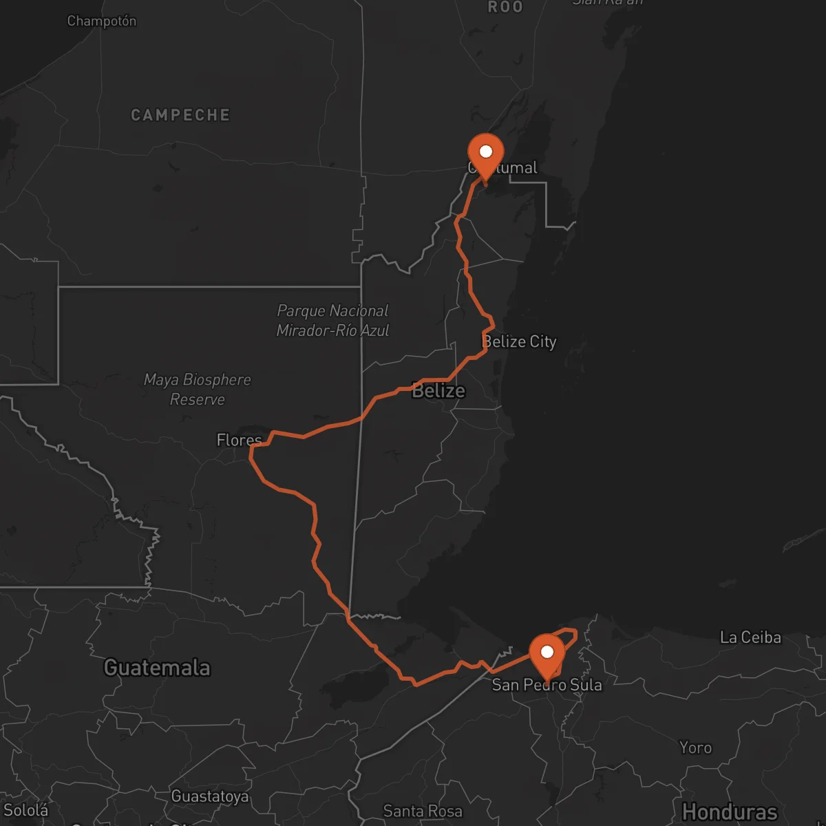 Ruta San Pedro Sula - Corozal Town