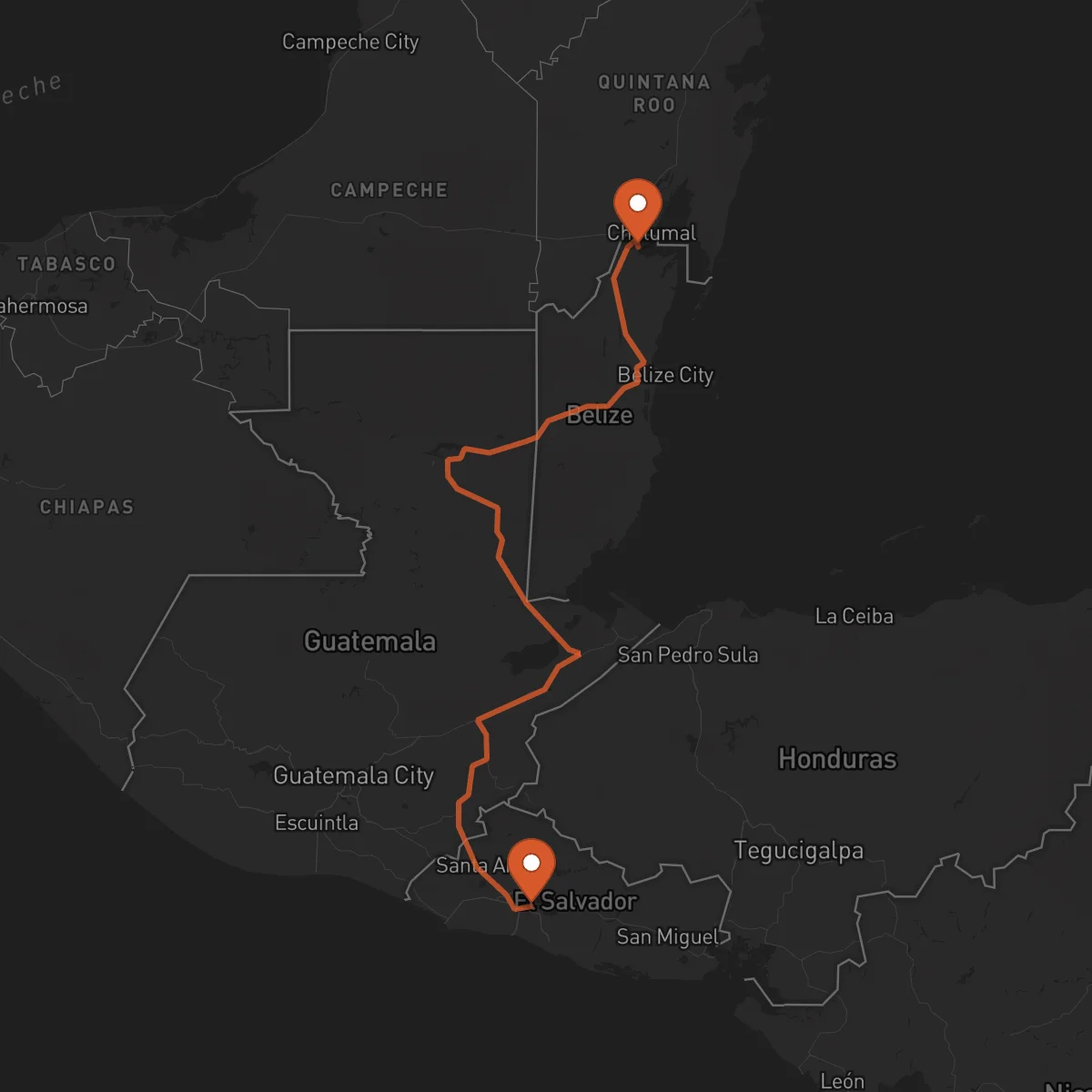 Ruta San Salvador - Corozal Town
