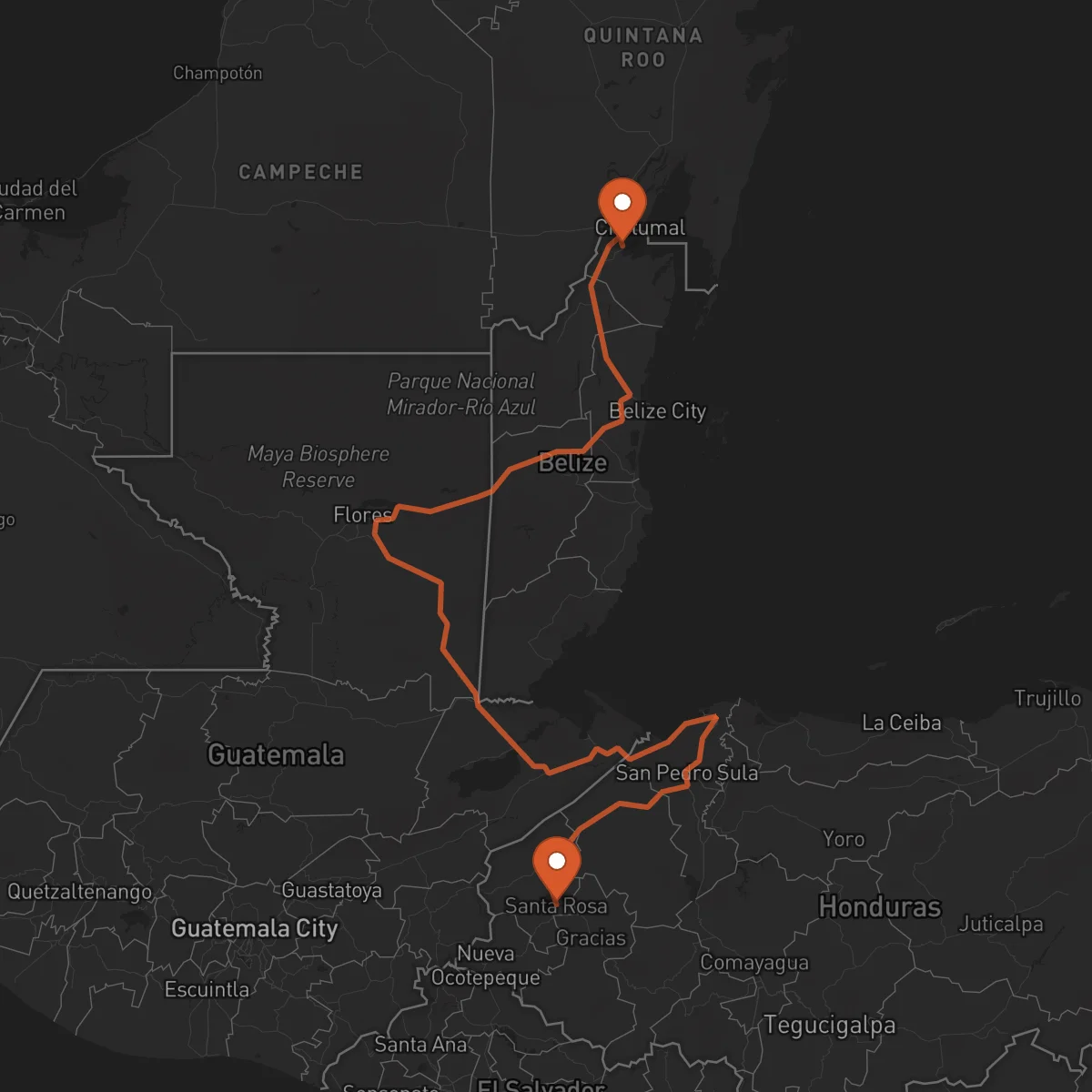 Ruta Santa Rosa de Copán - Corozal Town