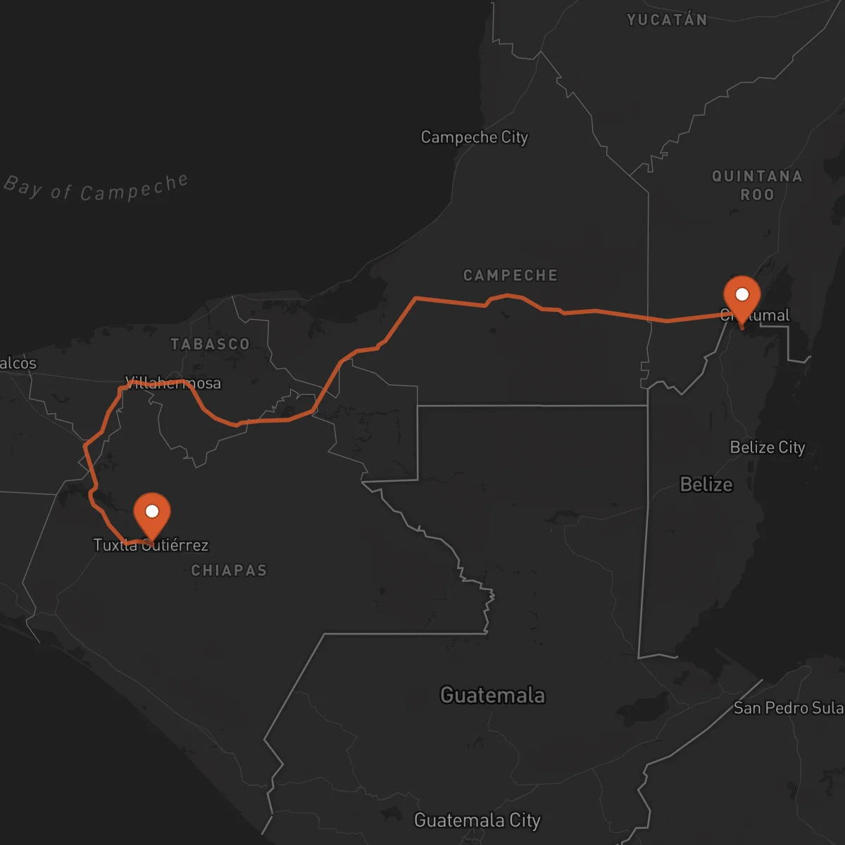 Ruta Corozal Town - Tuxtla Gutiérrez