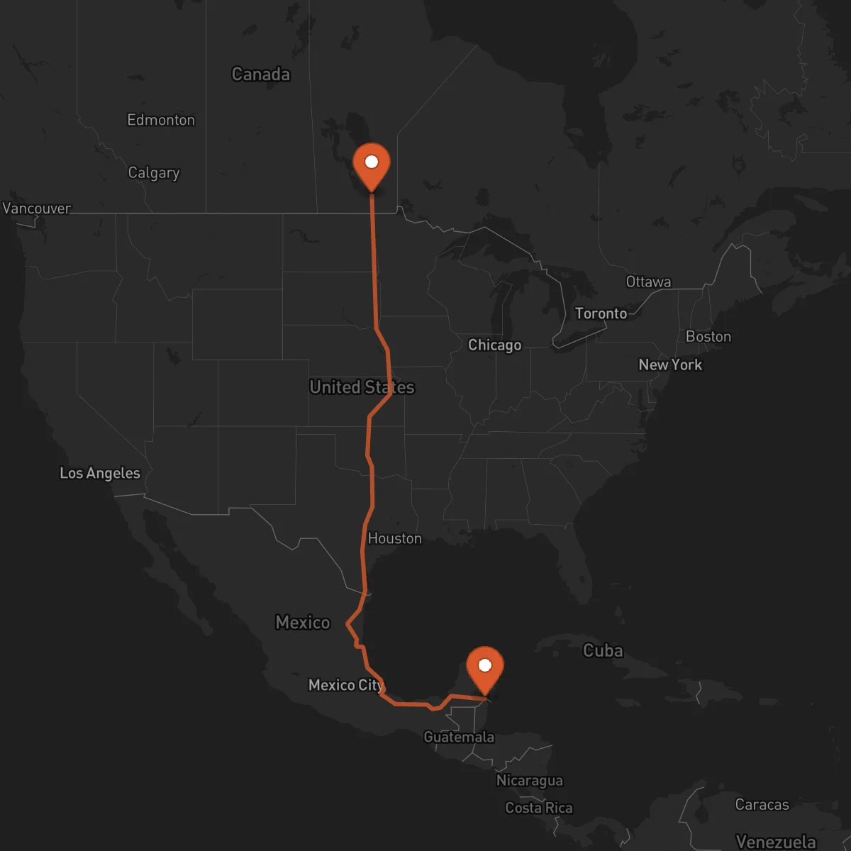 Ruta Winnipeg - Corozal Town