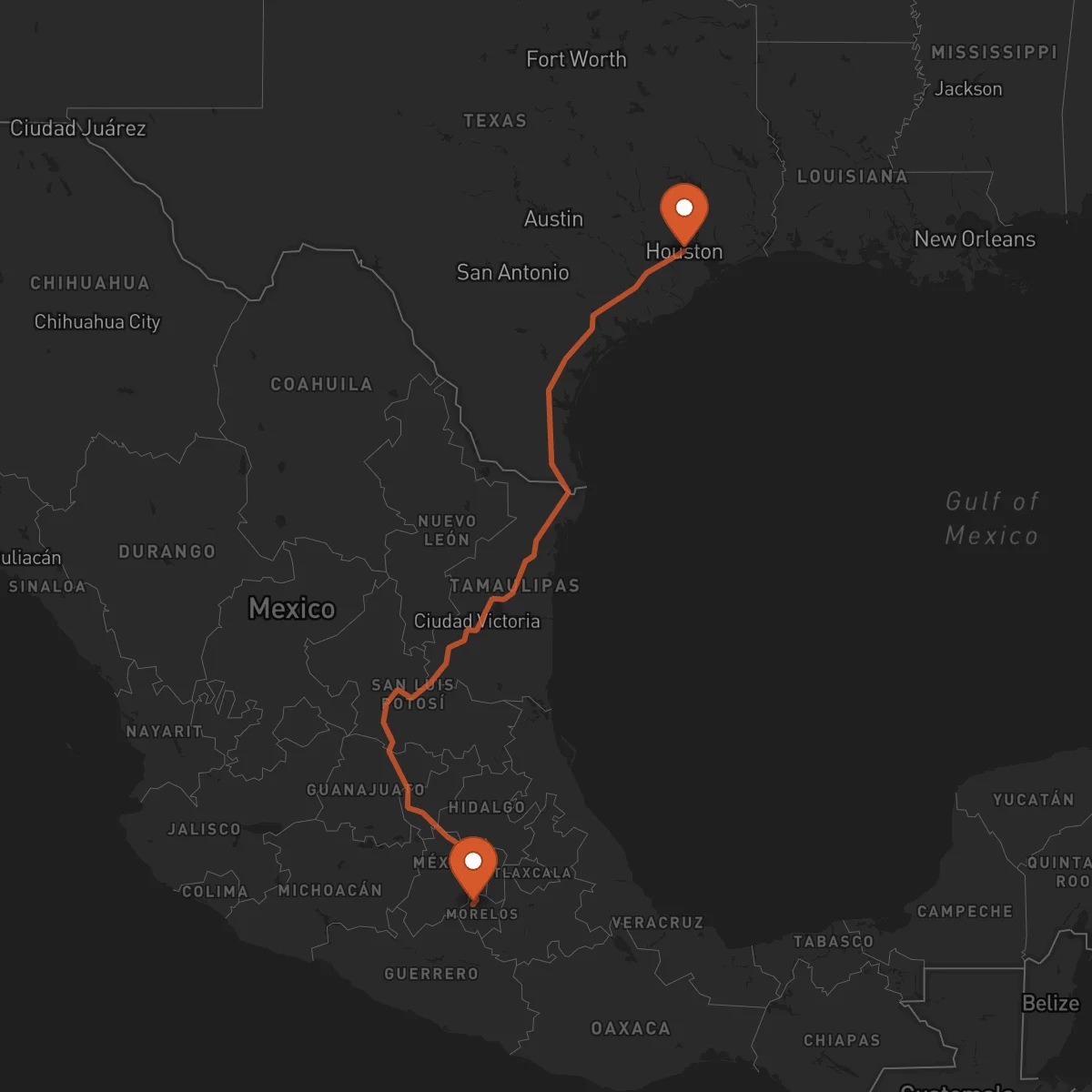 Ruta Houston - Cuernavaca