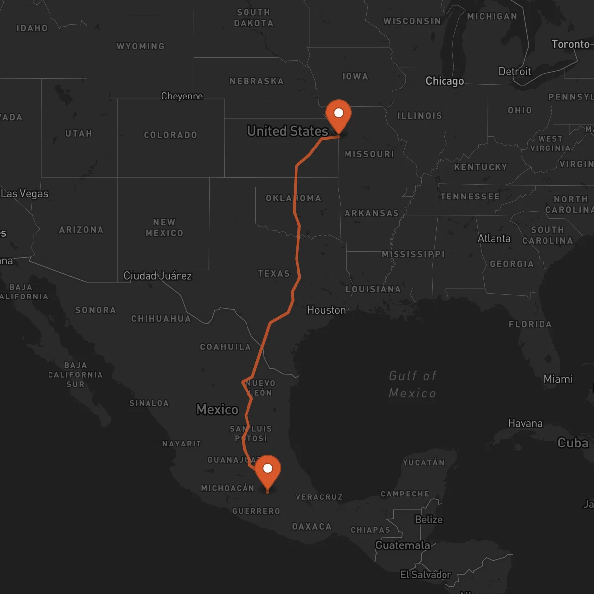 Ruta Kansas City - Cuernavaca