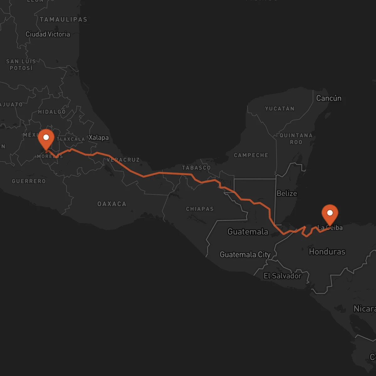 Ruta Cuernavaca - La Ceiba