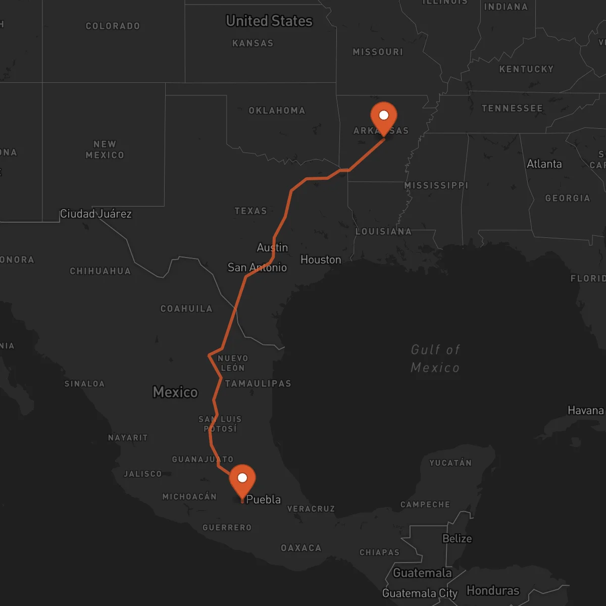 Ruta Little Rock - Cuernavaca