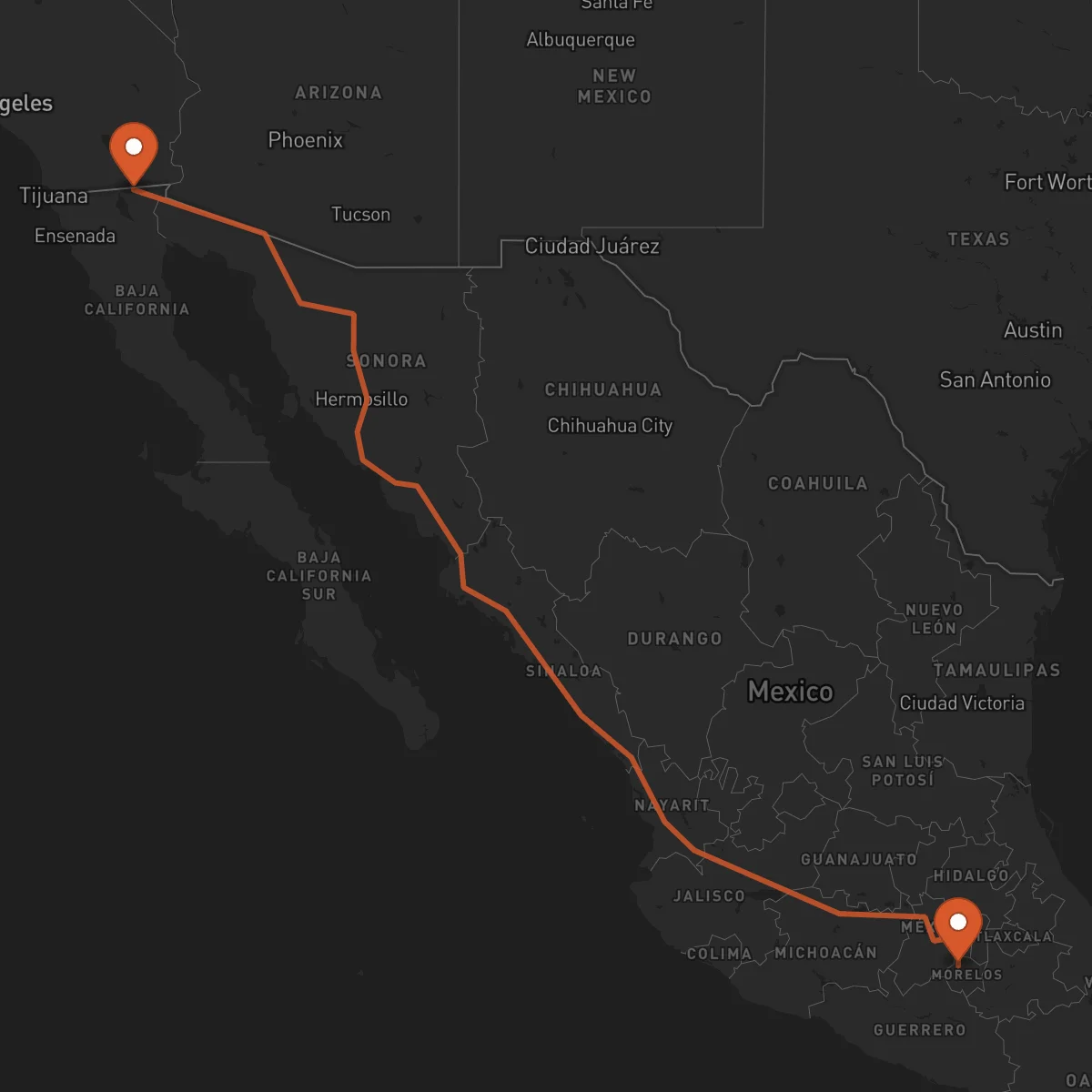Ruta Cuernavaca - Mexicali