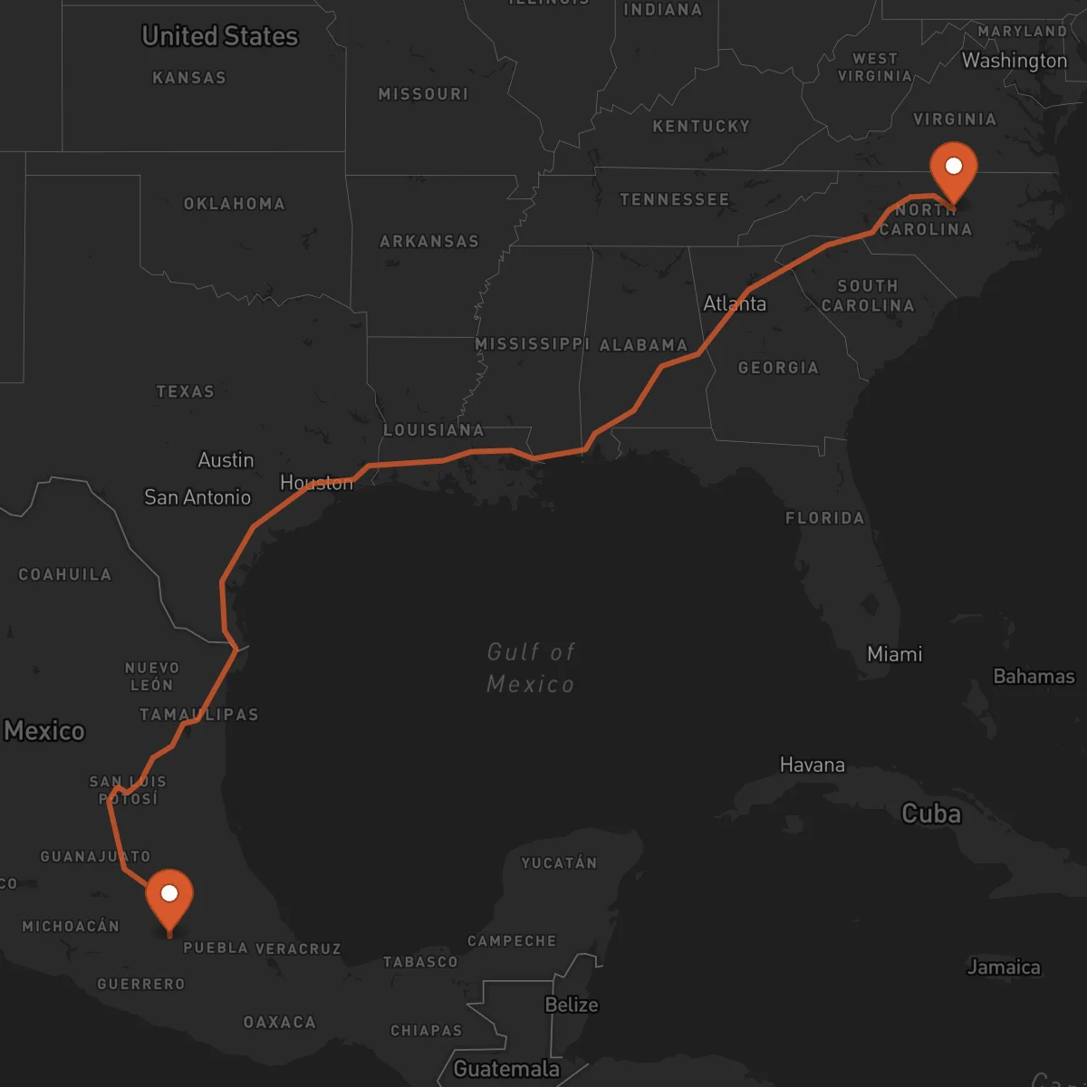 Ruta Cuernavaca - Raleigh