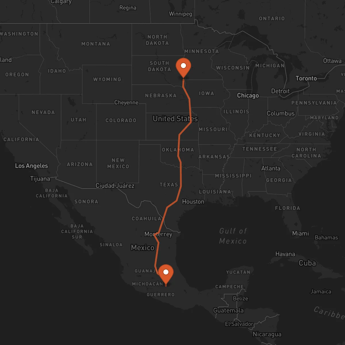 Ruta Sioux Falls - Cuernavaca