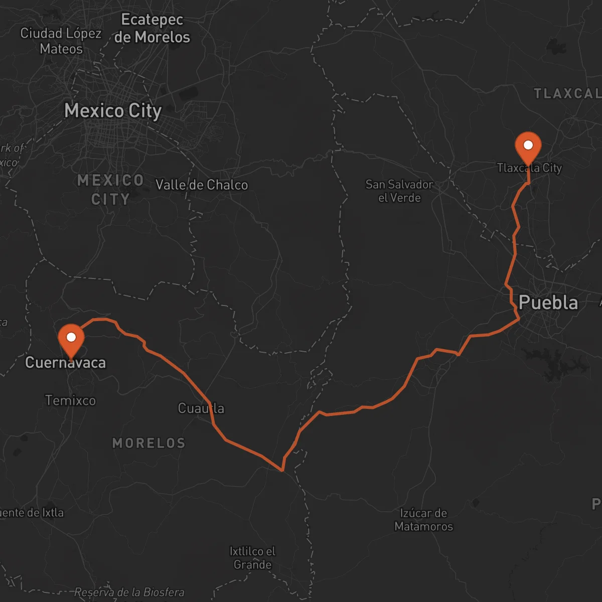 Ruta Cuernavaca - Tlaxcala