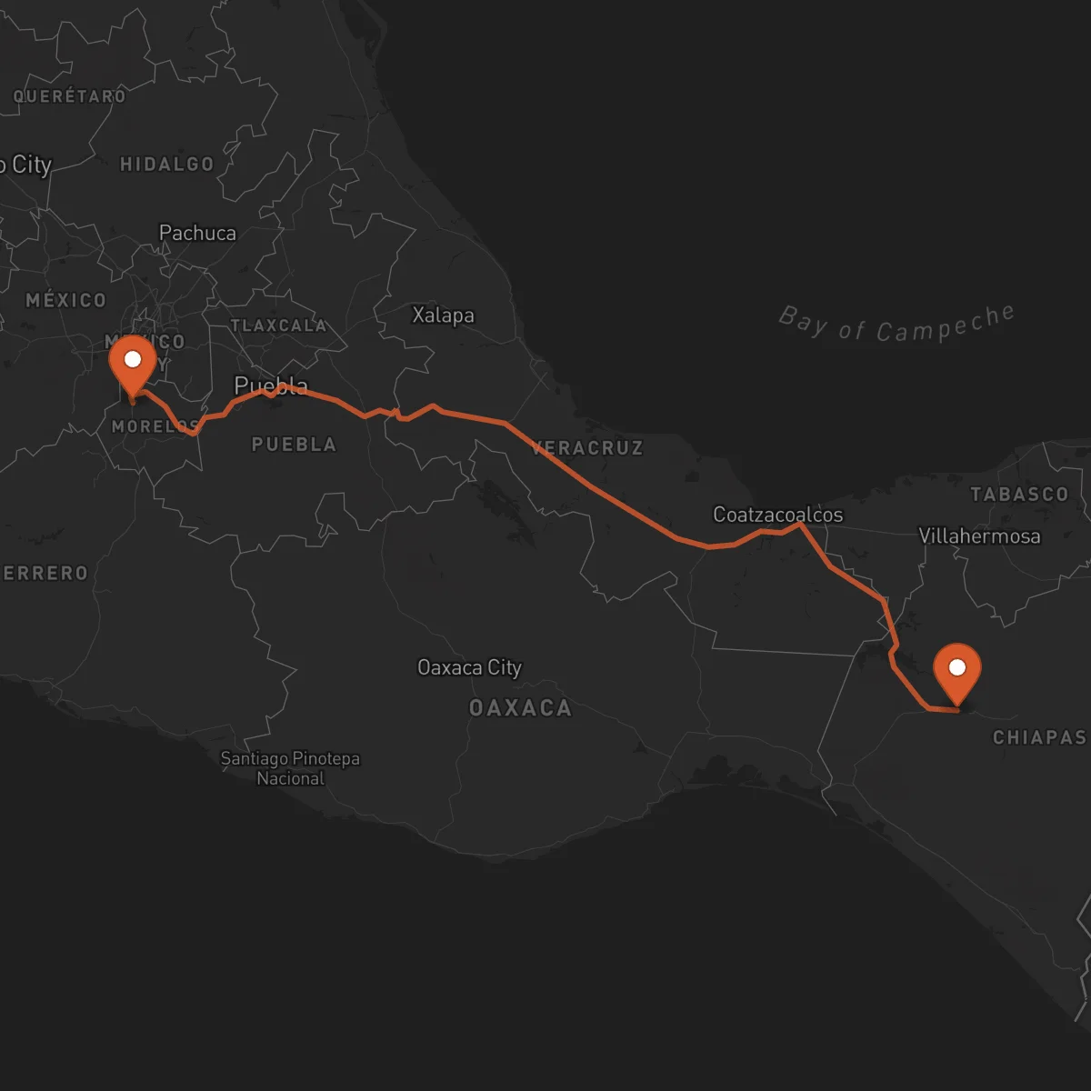 Ruta Cuernavaca - Tuxtla Gutiérrez