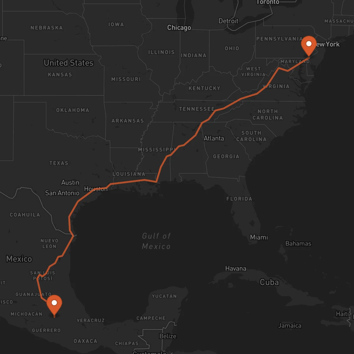Ruta Cuernavaca - Wilmington