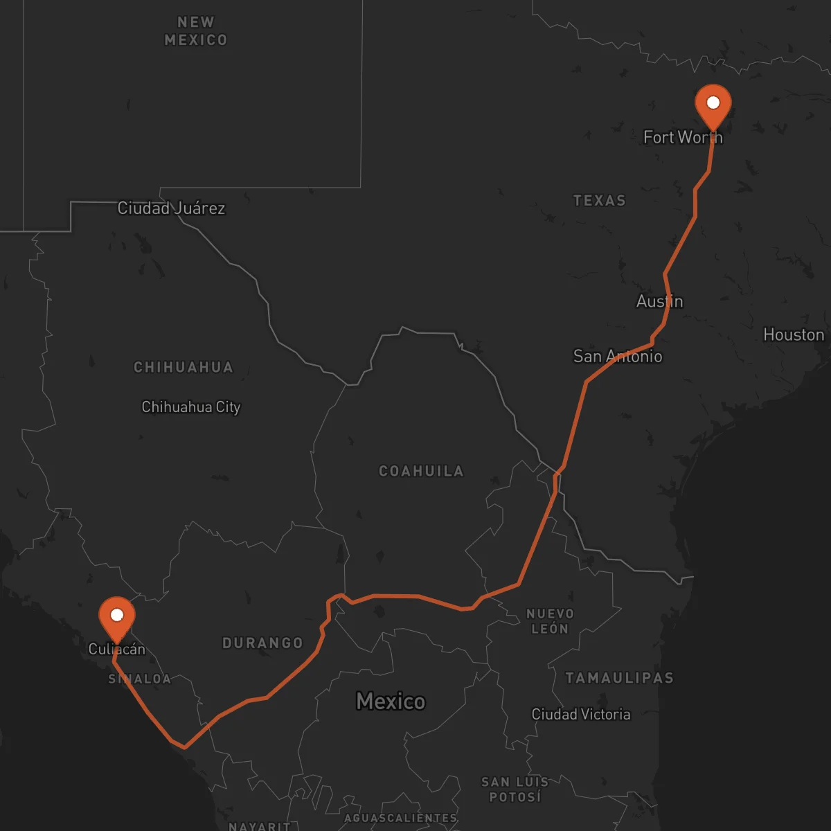 Ruta Culiacán - Dallas