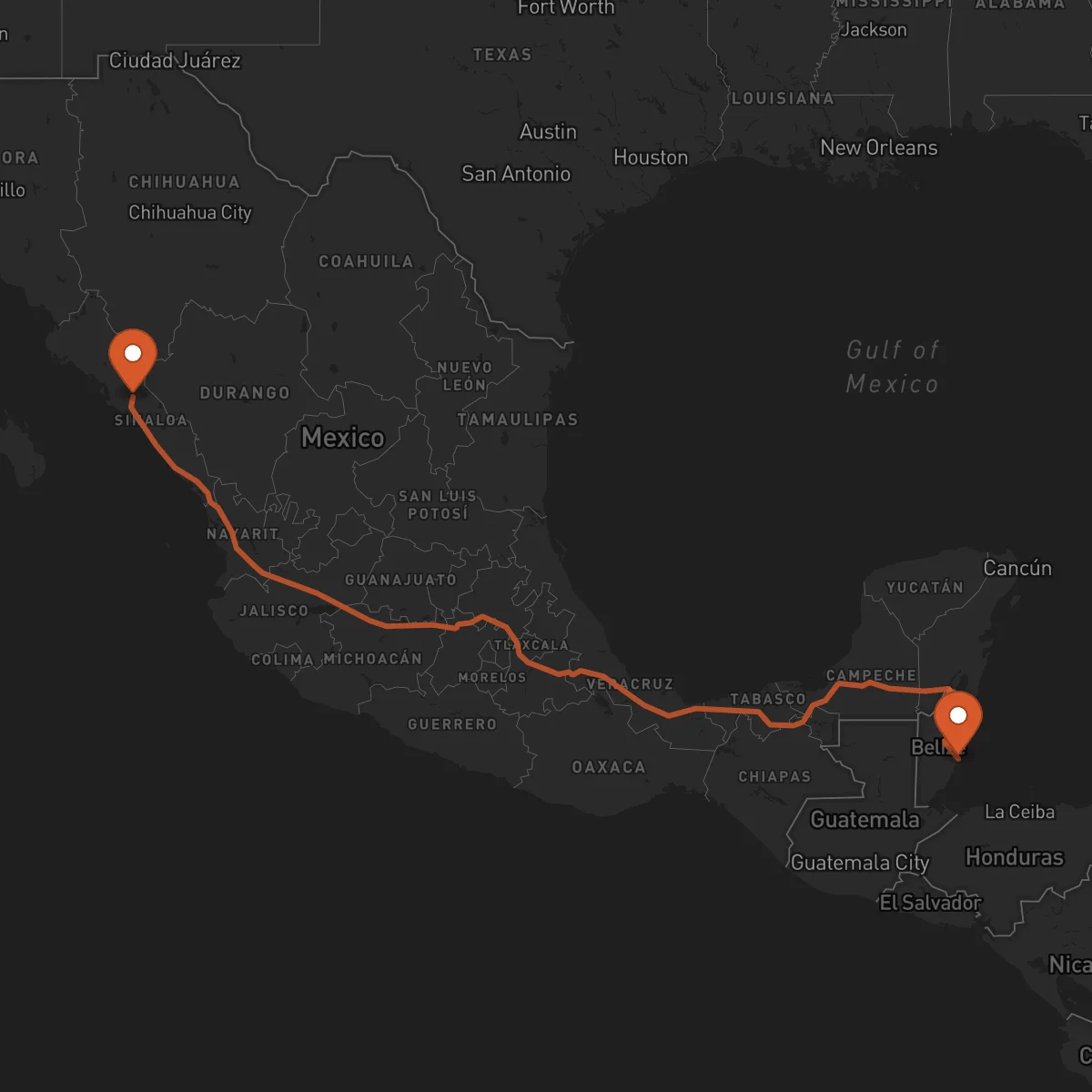 Ruta Culiacán - Dangriga