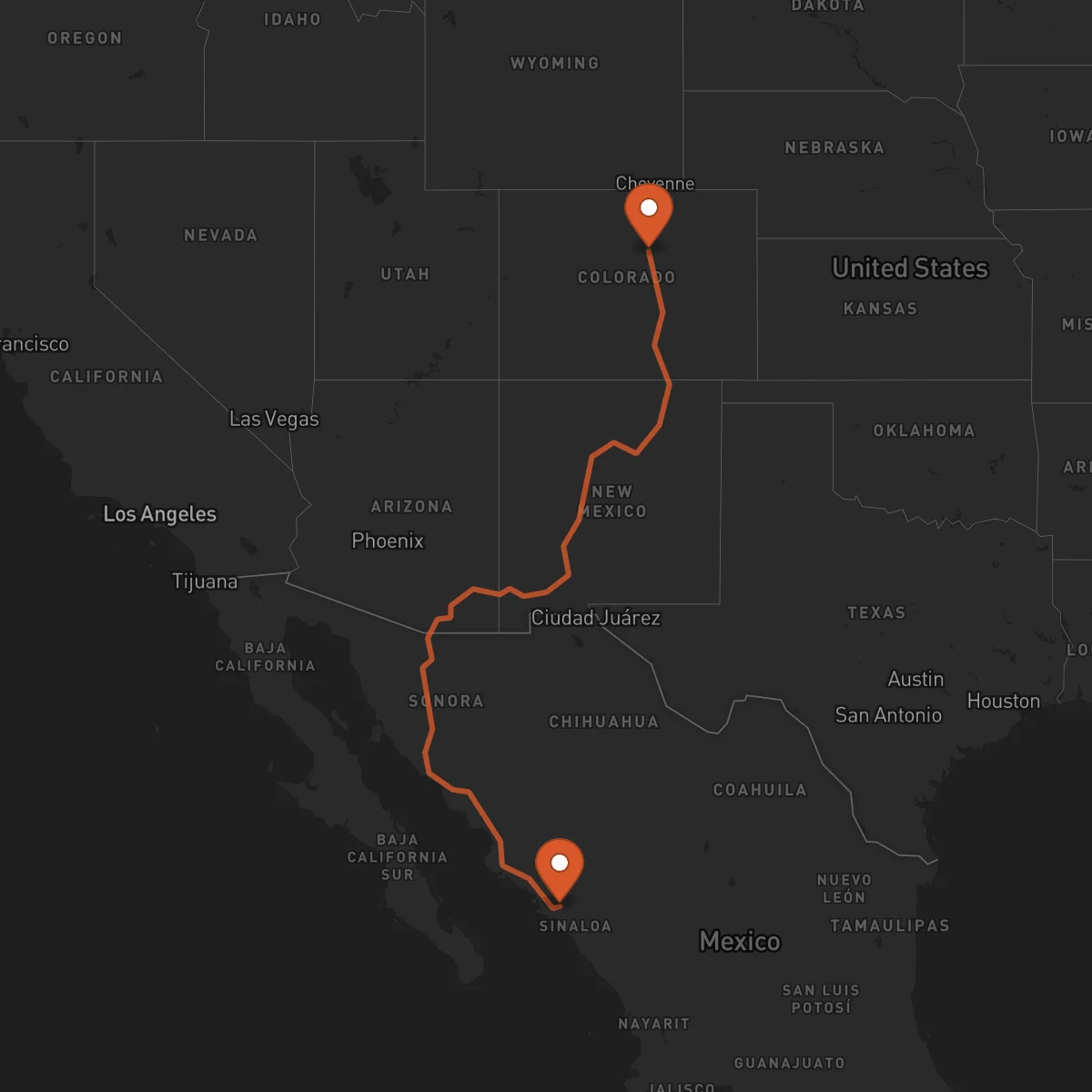 Ruta Denver - Culiacán Rosales