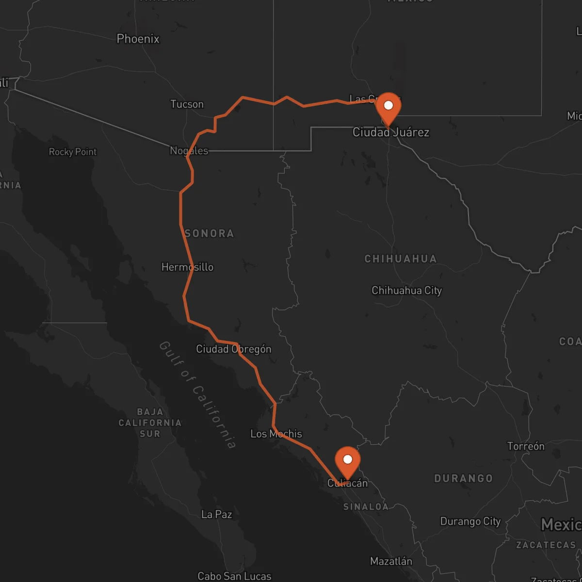 Ruta El Paso - Culiacán Rosales