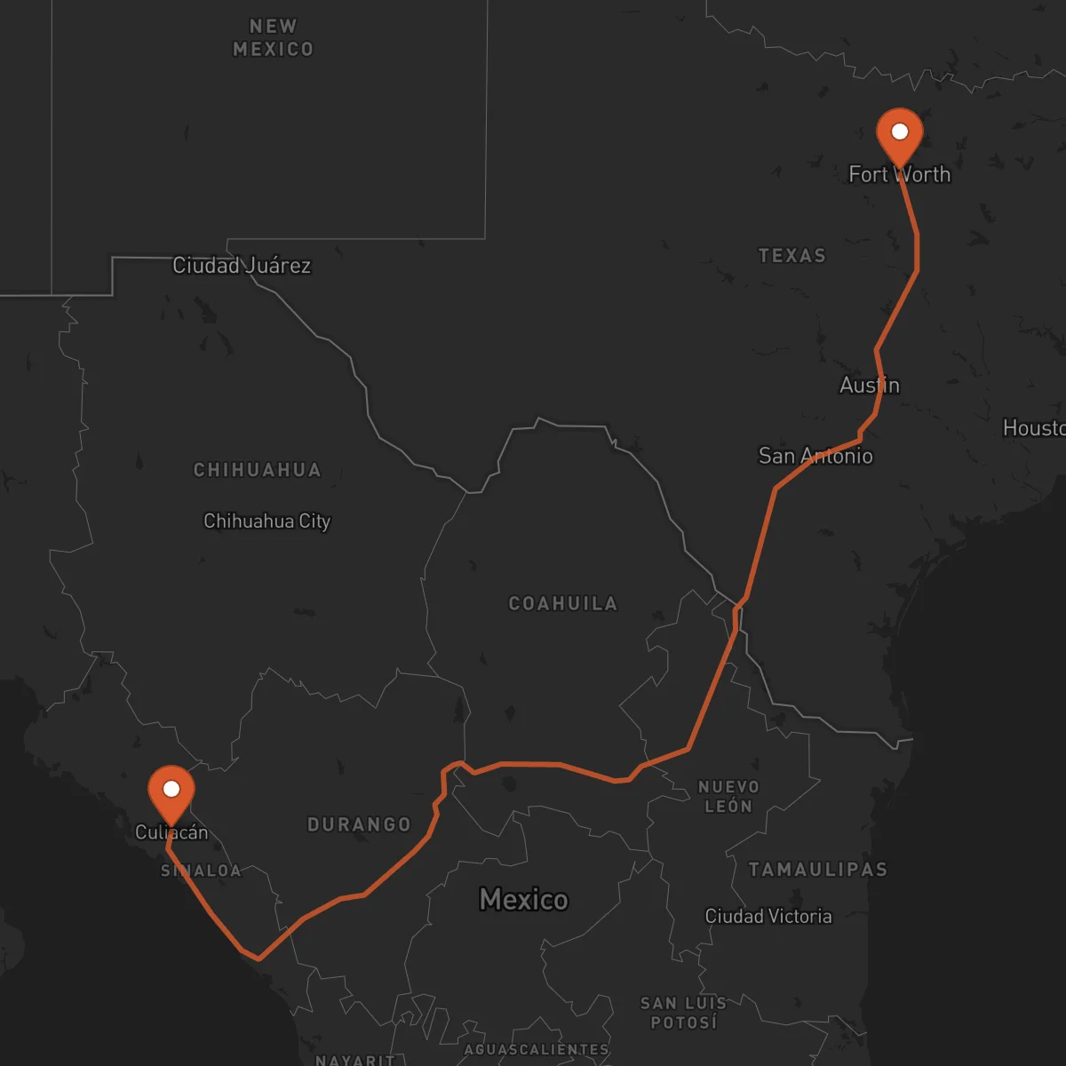 Ruta Culiacán - Fort Worth
