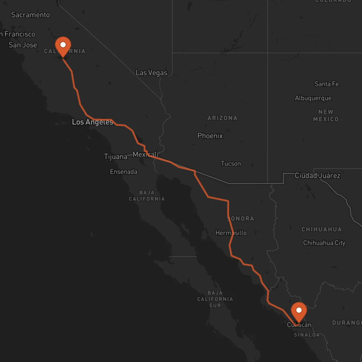 Ruta Fresno - Culiacán Rosales