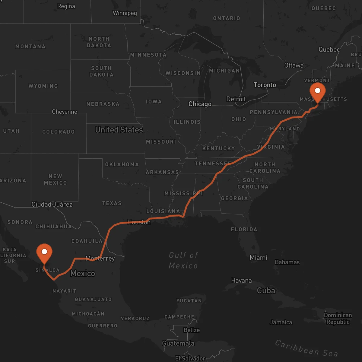Ruta Culiacán Rosales - Hartford