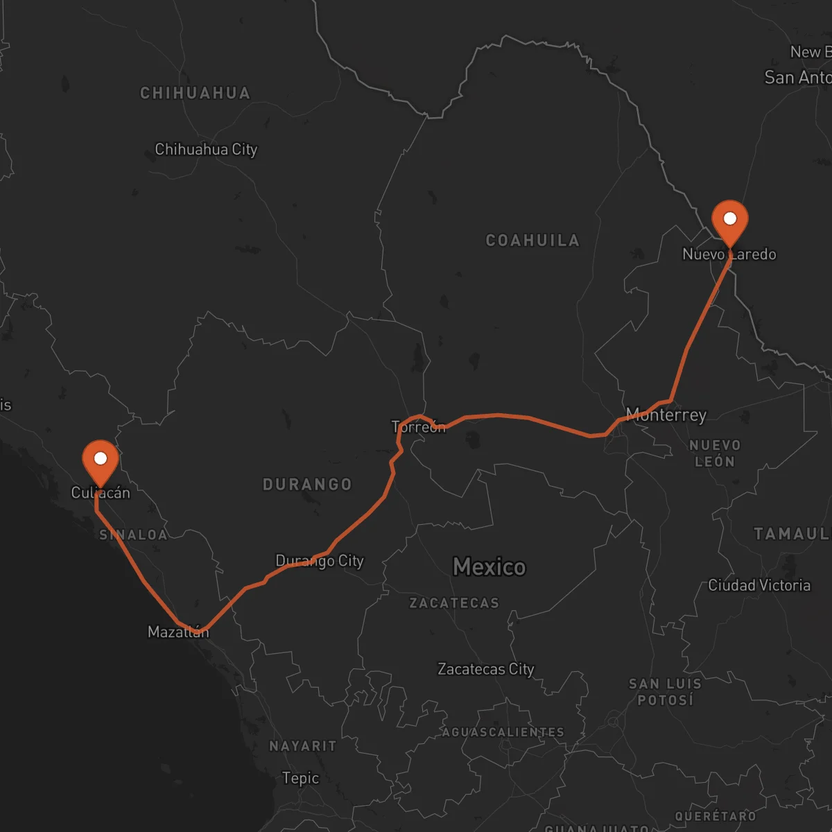Ruta Culiacán Rosales - Laredo