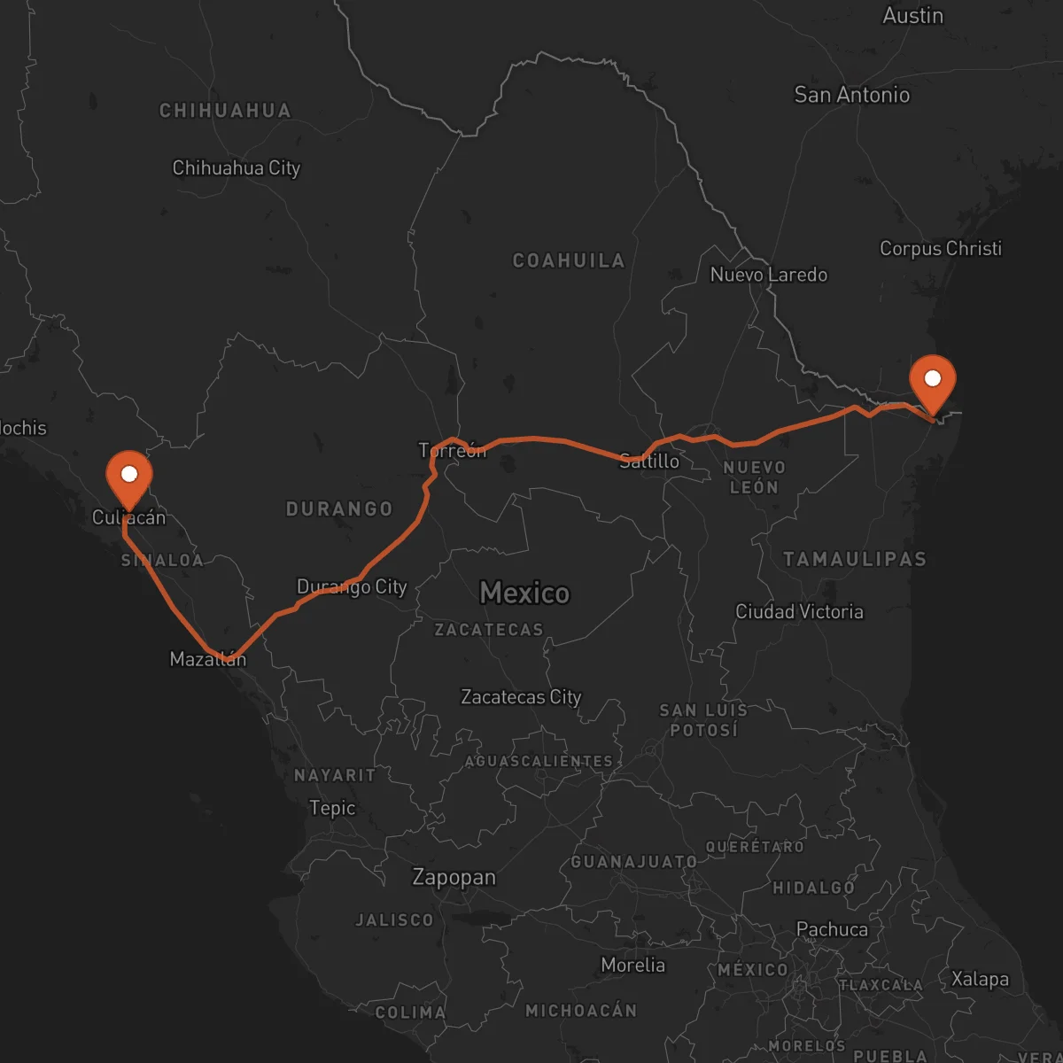 Ruta Matamoros - Culiacán Rosales
