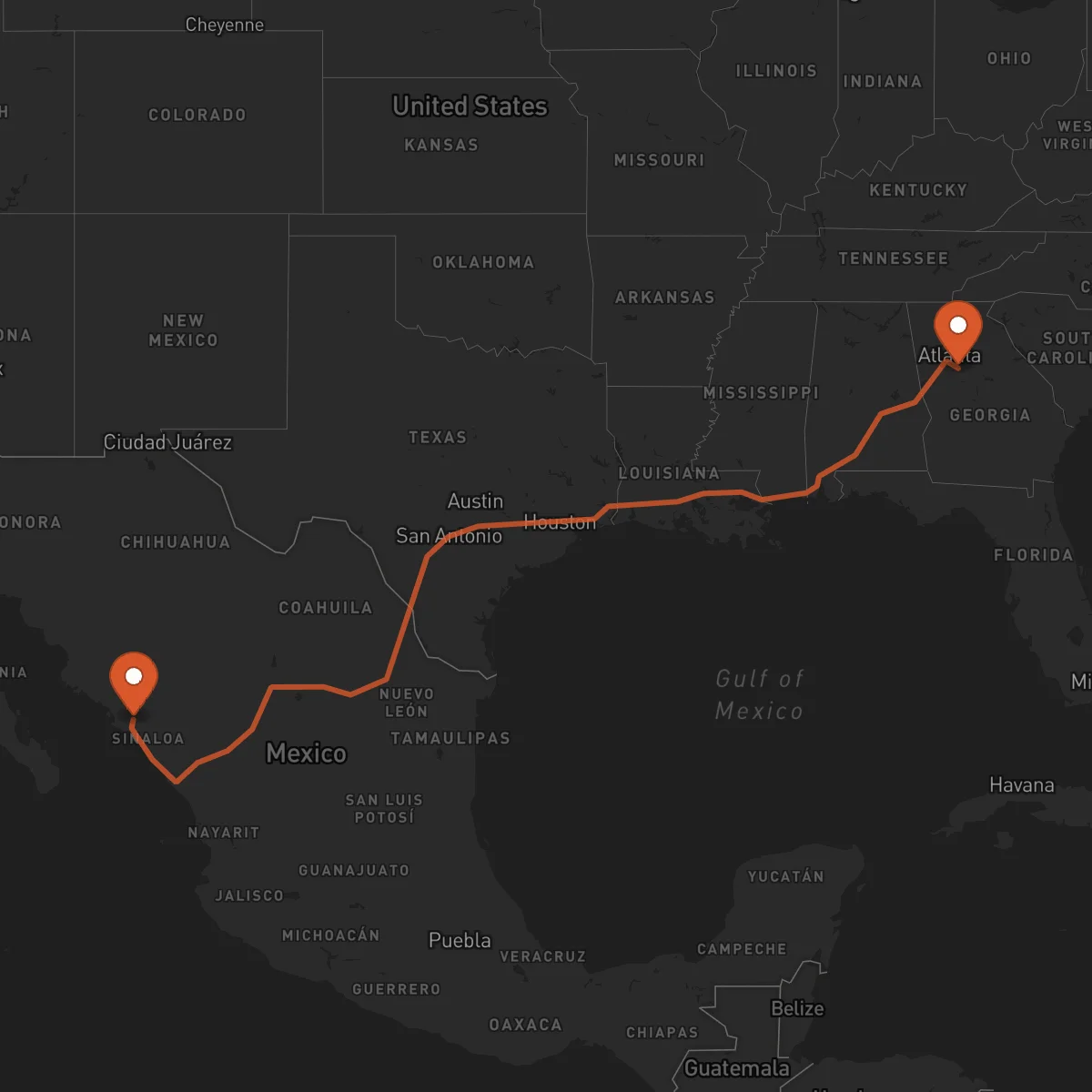 Ruta Culiacán Rosales - McDonough