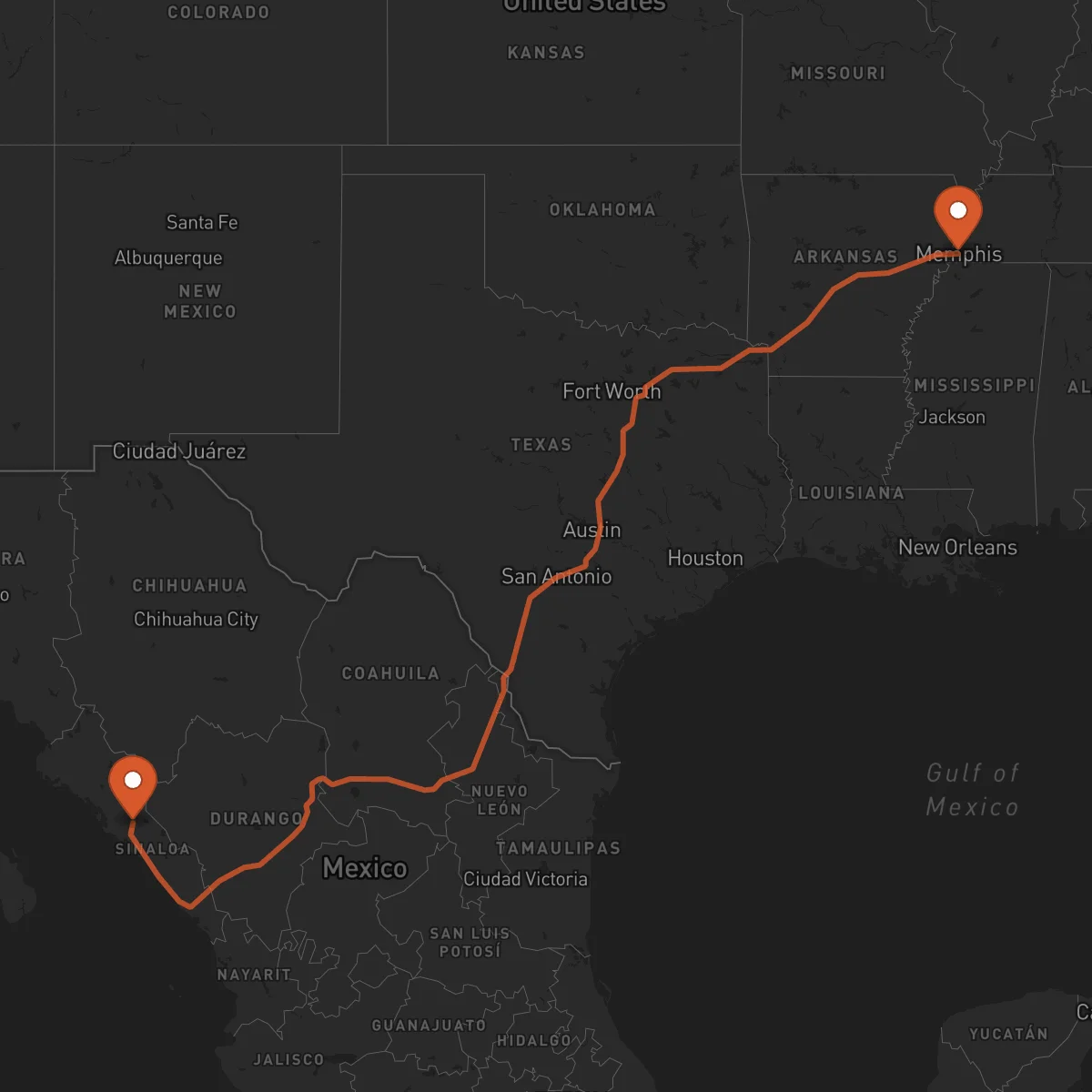 Ruta Culiacán Rosales - Memphis