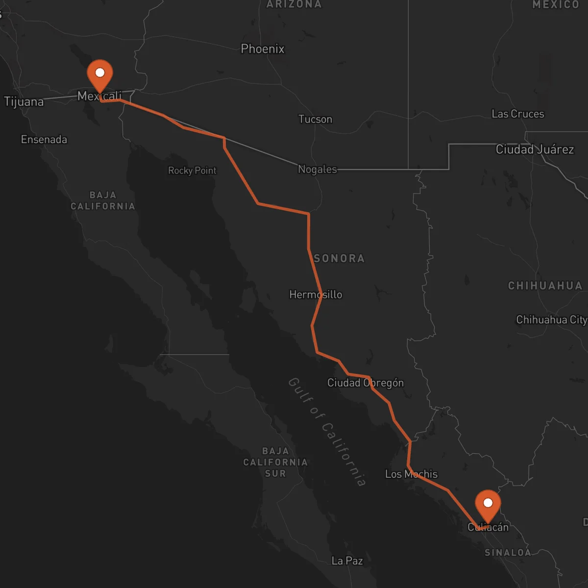 Ruta Culiacán Rosales - Mexicali