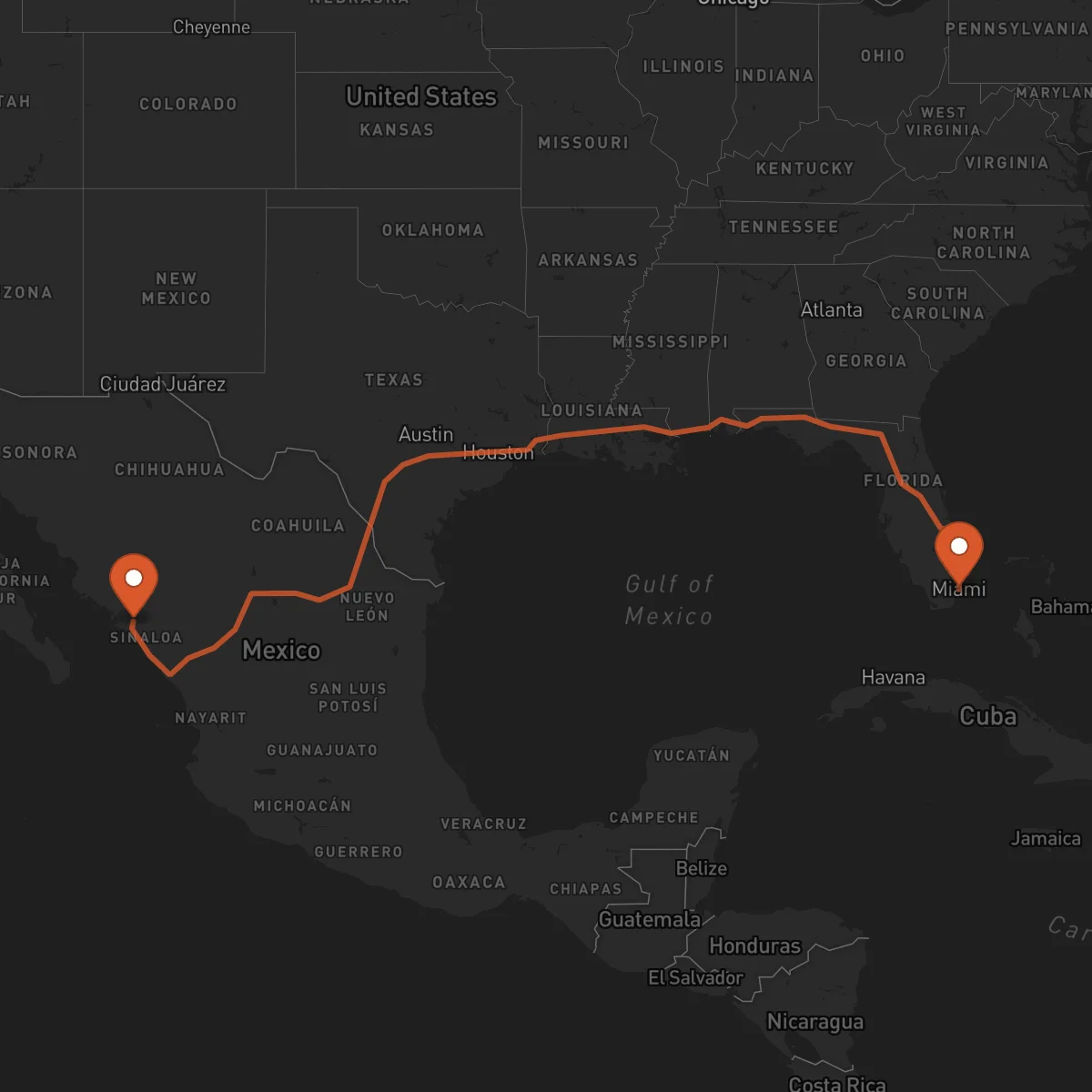 Ruta Culiacán - Miami
