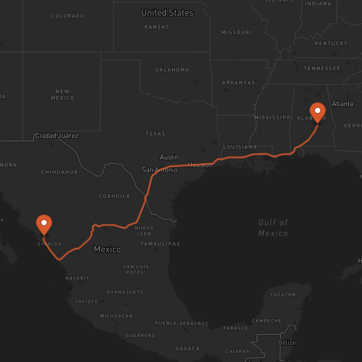 Ruta Culiacán Rosales - Montgomery