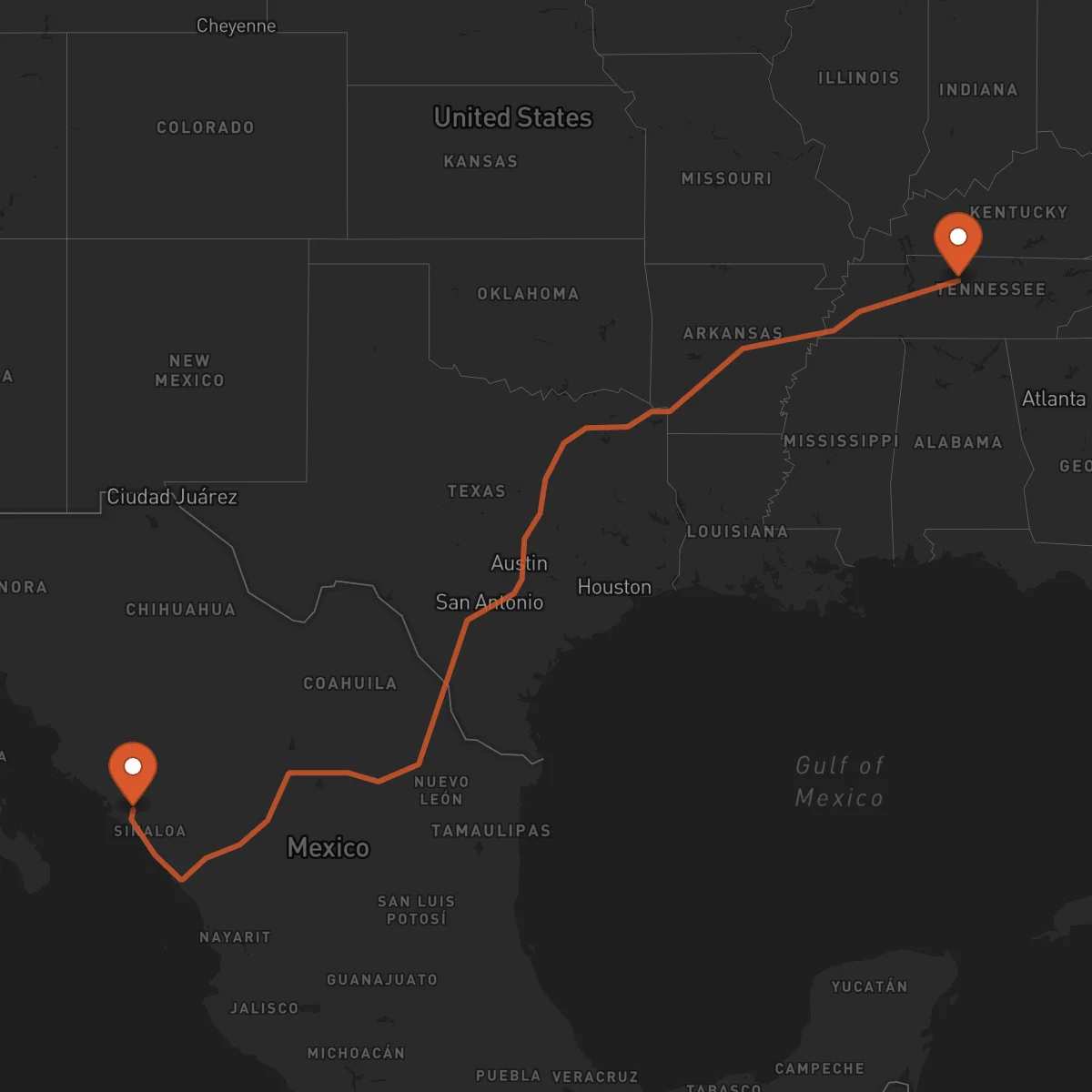 Ruta Culiacán Rosales - Nashville