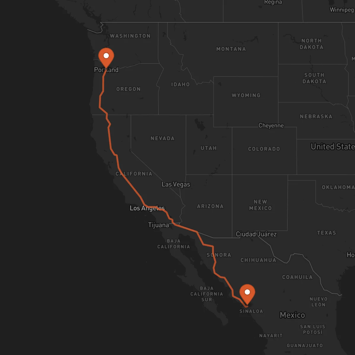 Ruta Culiacán Rosales - Portland