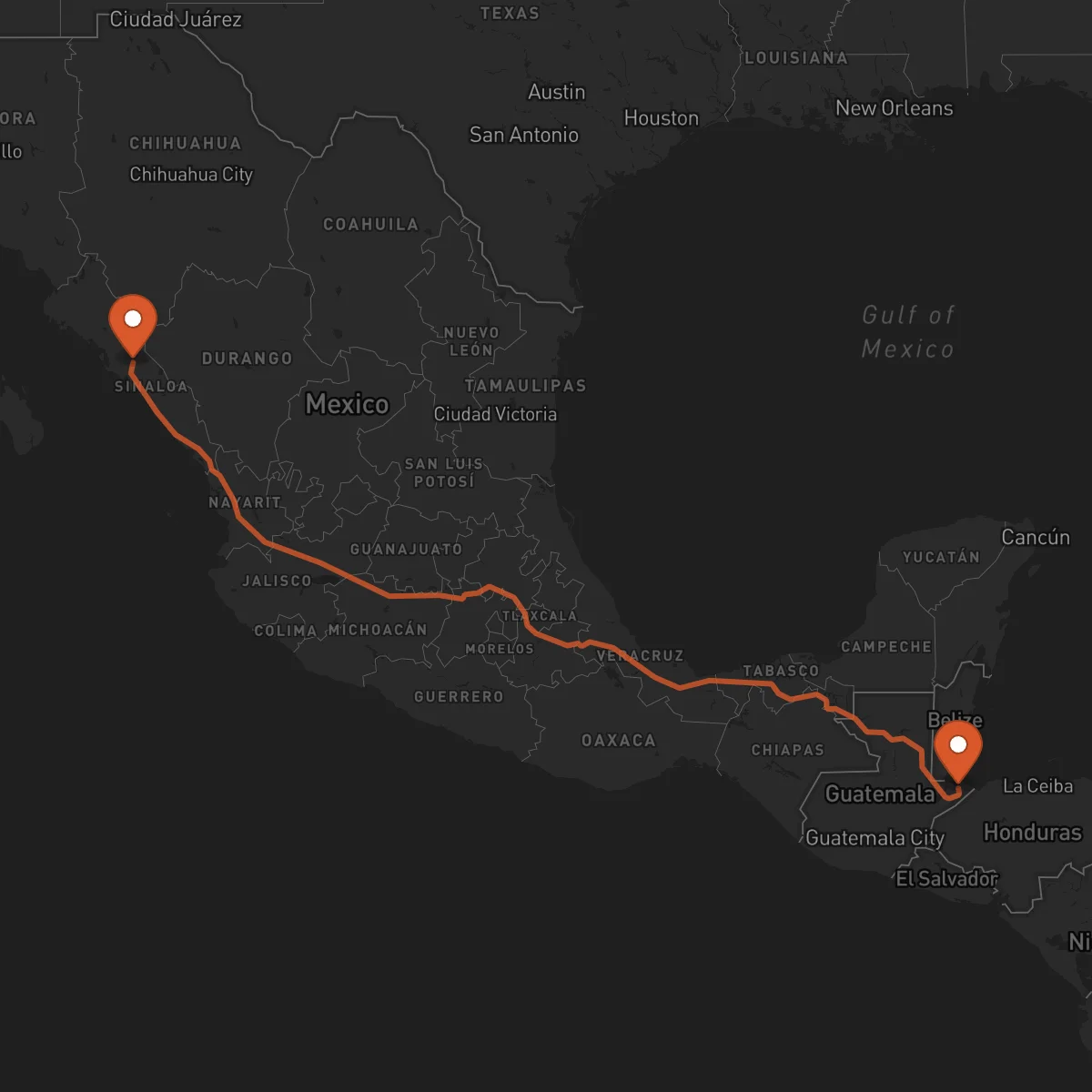 Ruta Culiacán - Puerto Barrios