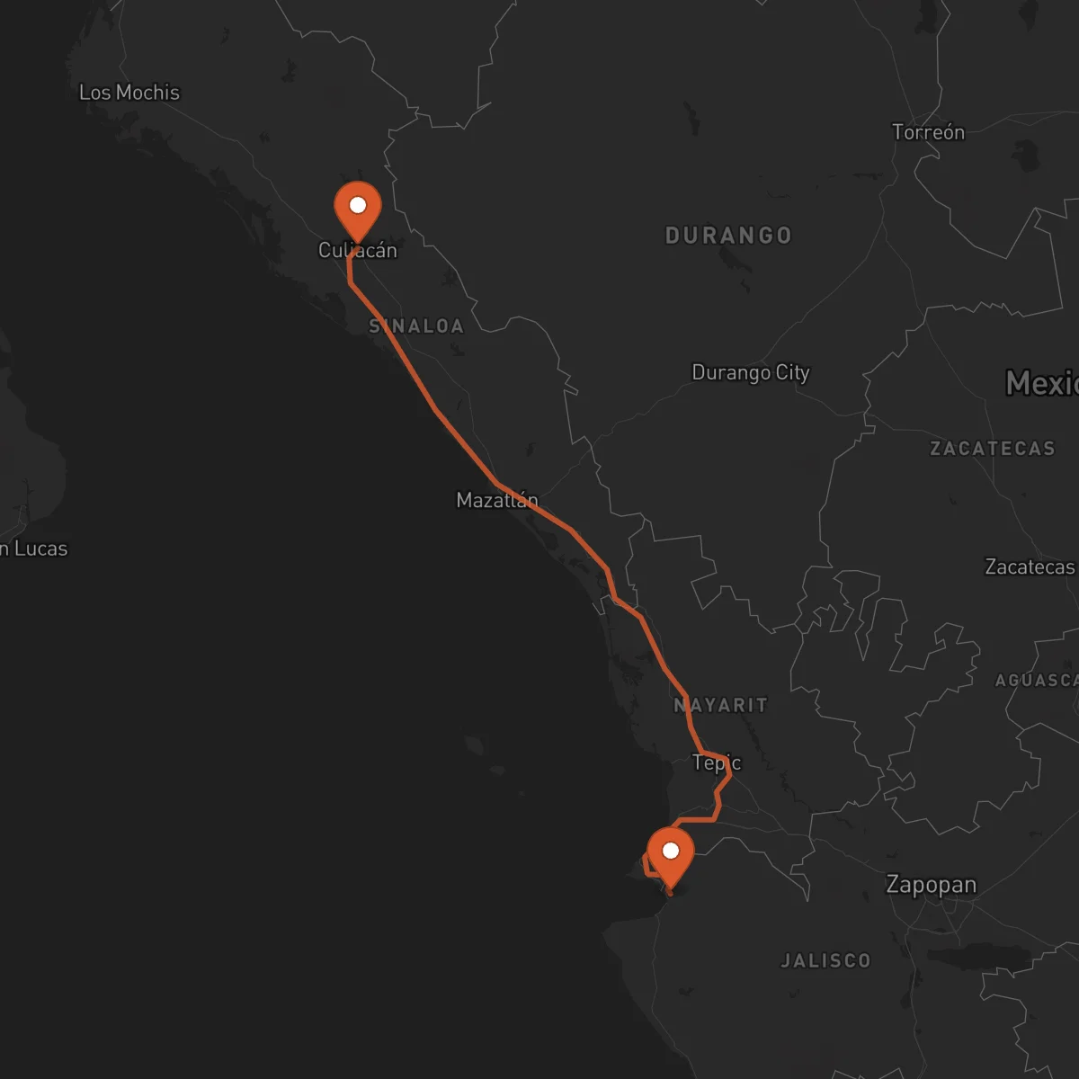 Ruta Culiacán - Puerto Vallarta