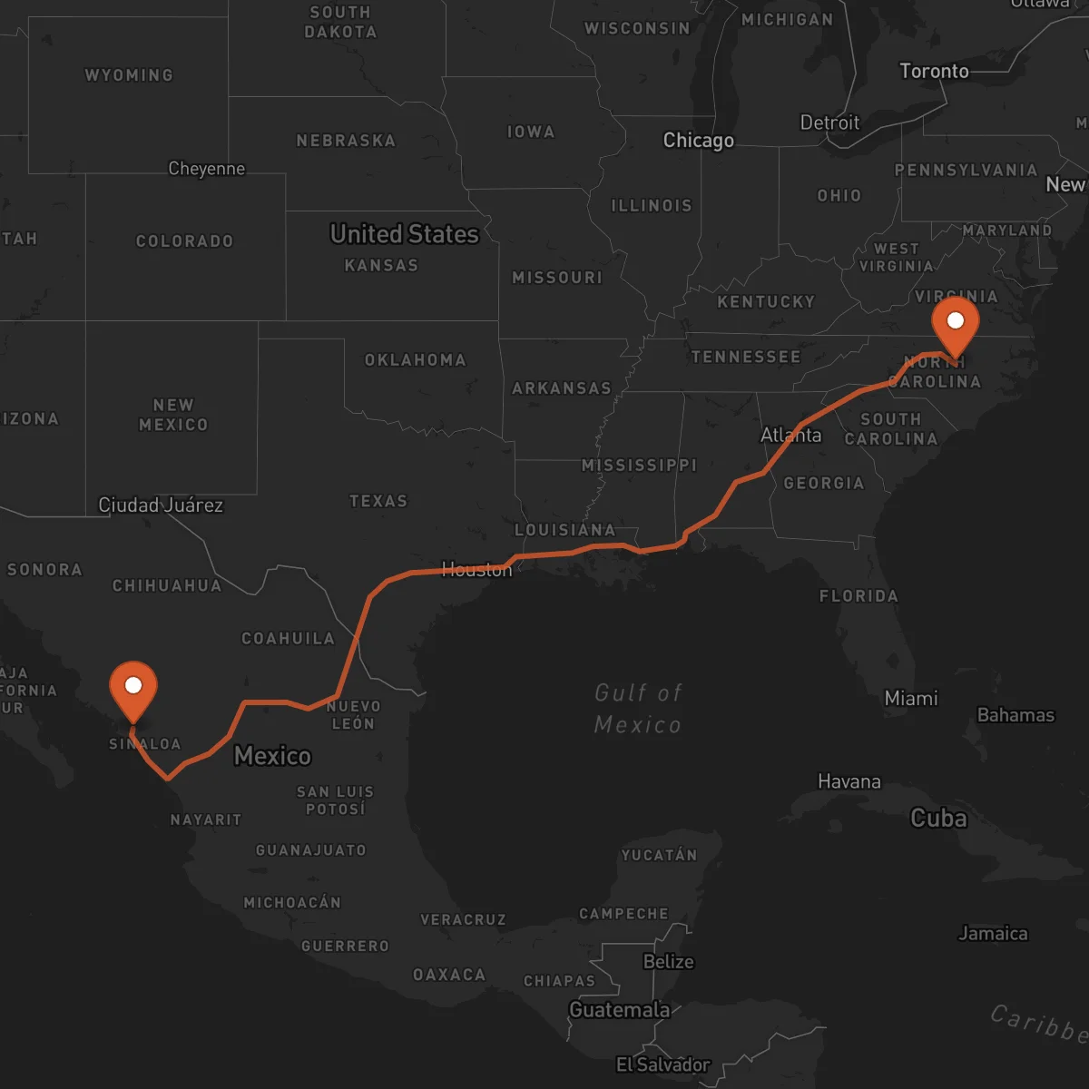 Ruta Raleigh - Culiacán Rosales