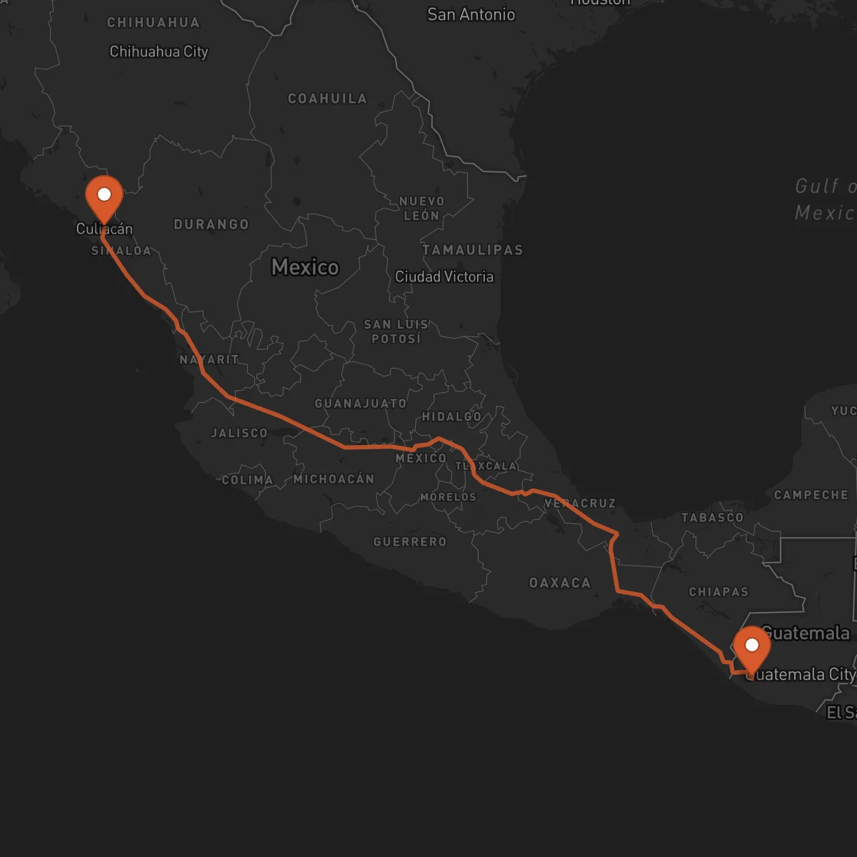 Ruta Retalhuleu - Culiacán Rosales