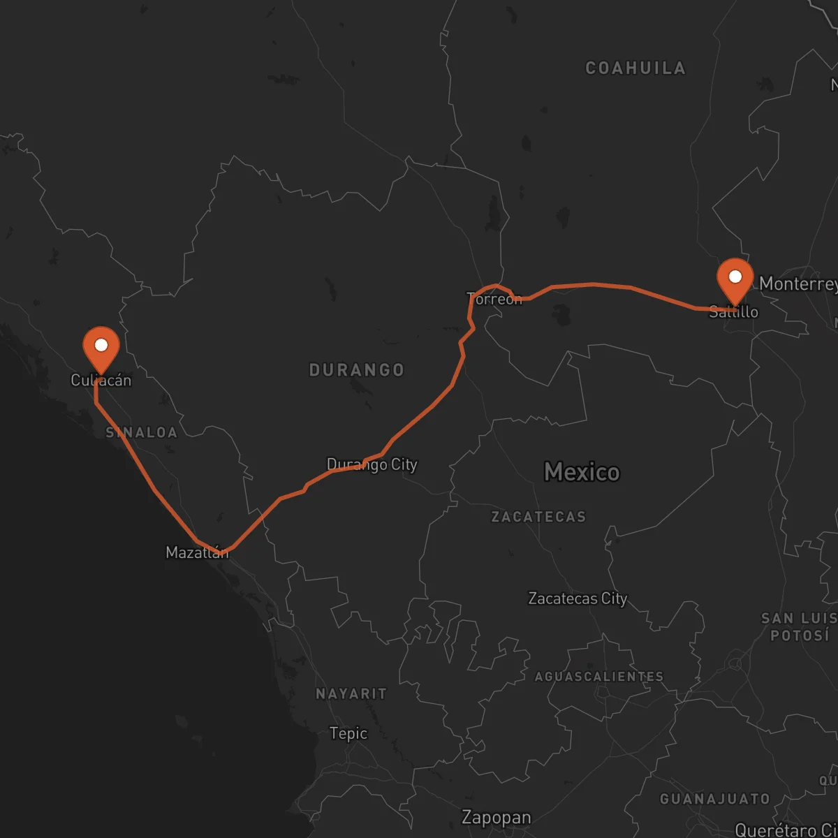 Ruta Culiacán Rosales - Saltillo