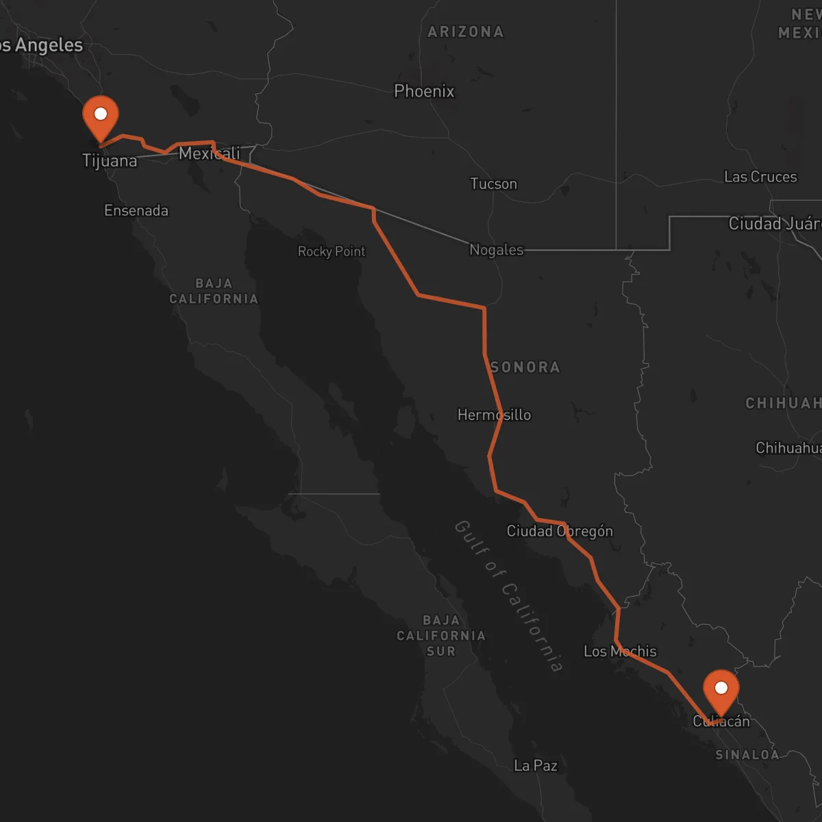 Ruta Culiacán Rosales - San Diego