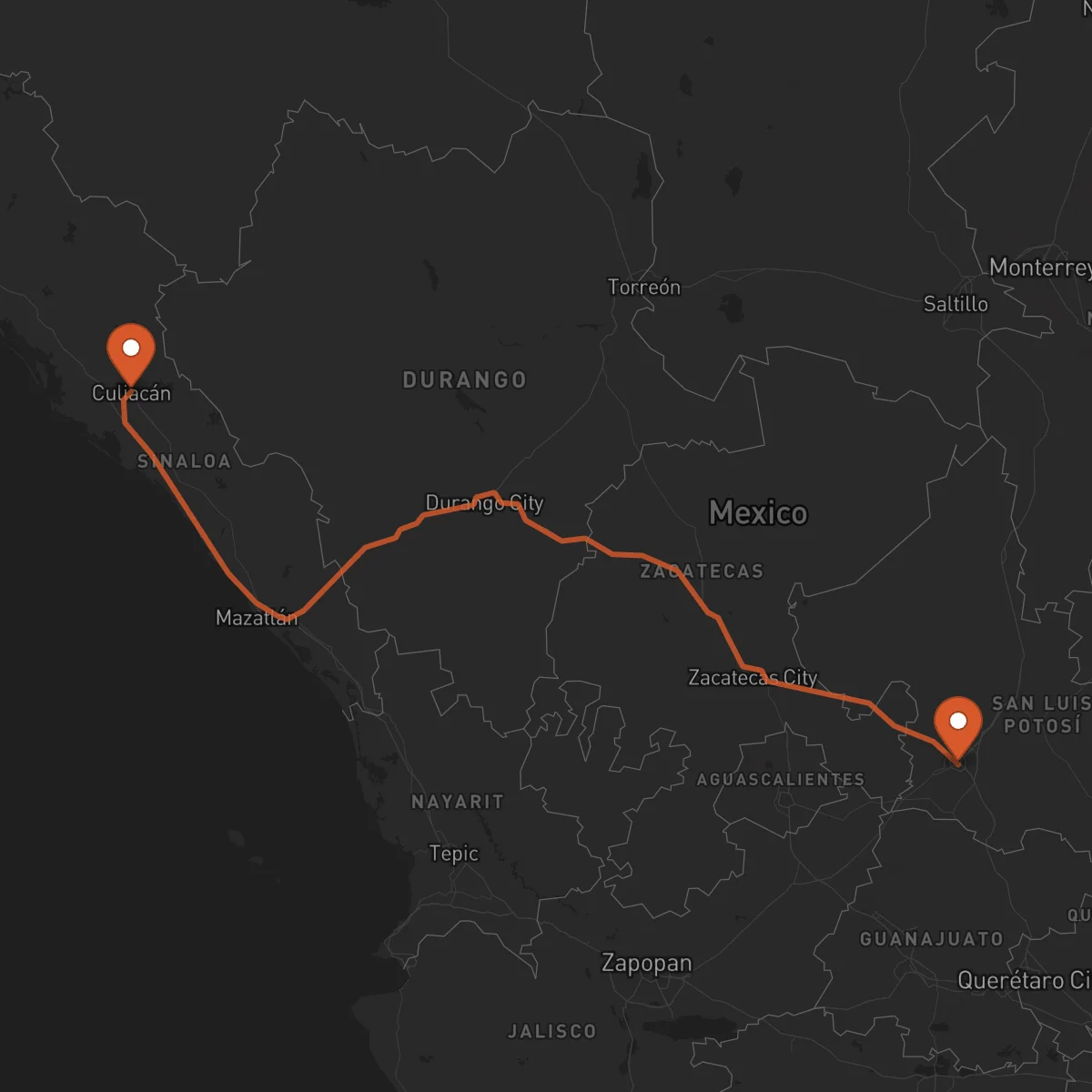 Ruta Culiacán - San Luis Potosí