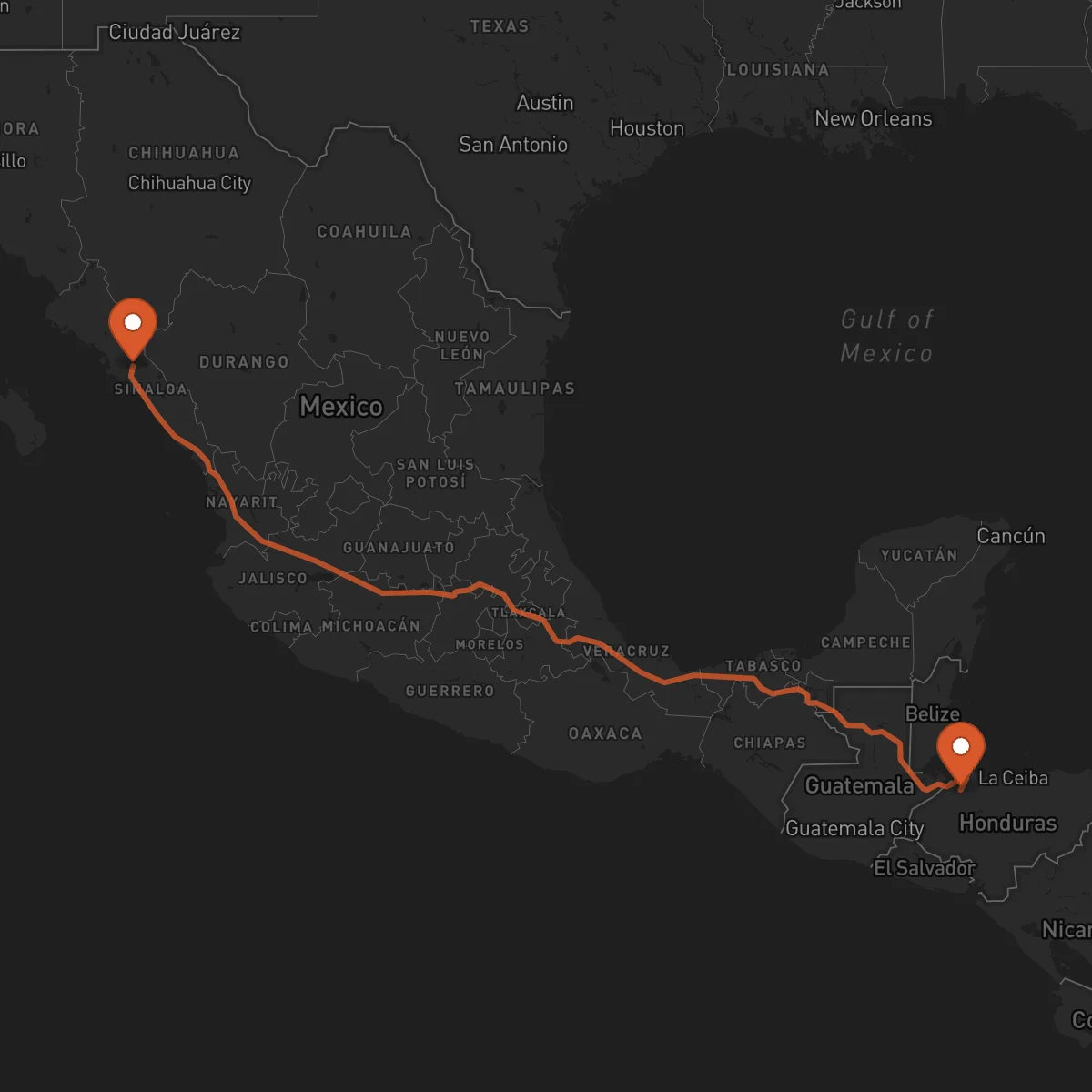 Ruta San Pedro Sula - Culiacán Rosales