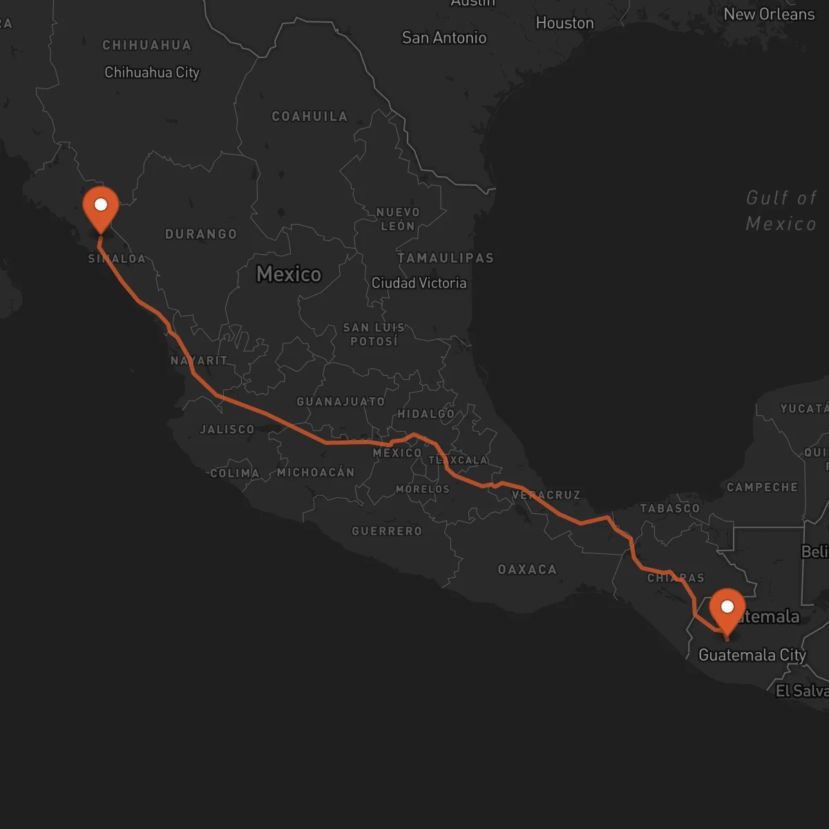 Ruta Culiacán Rosales - Santa Cruz del Quiché