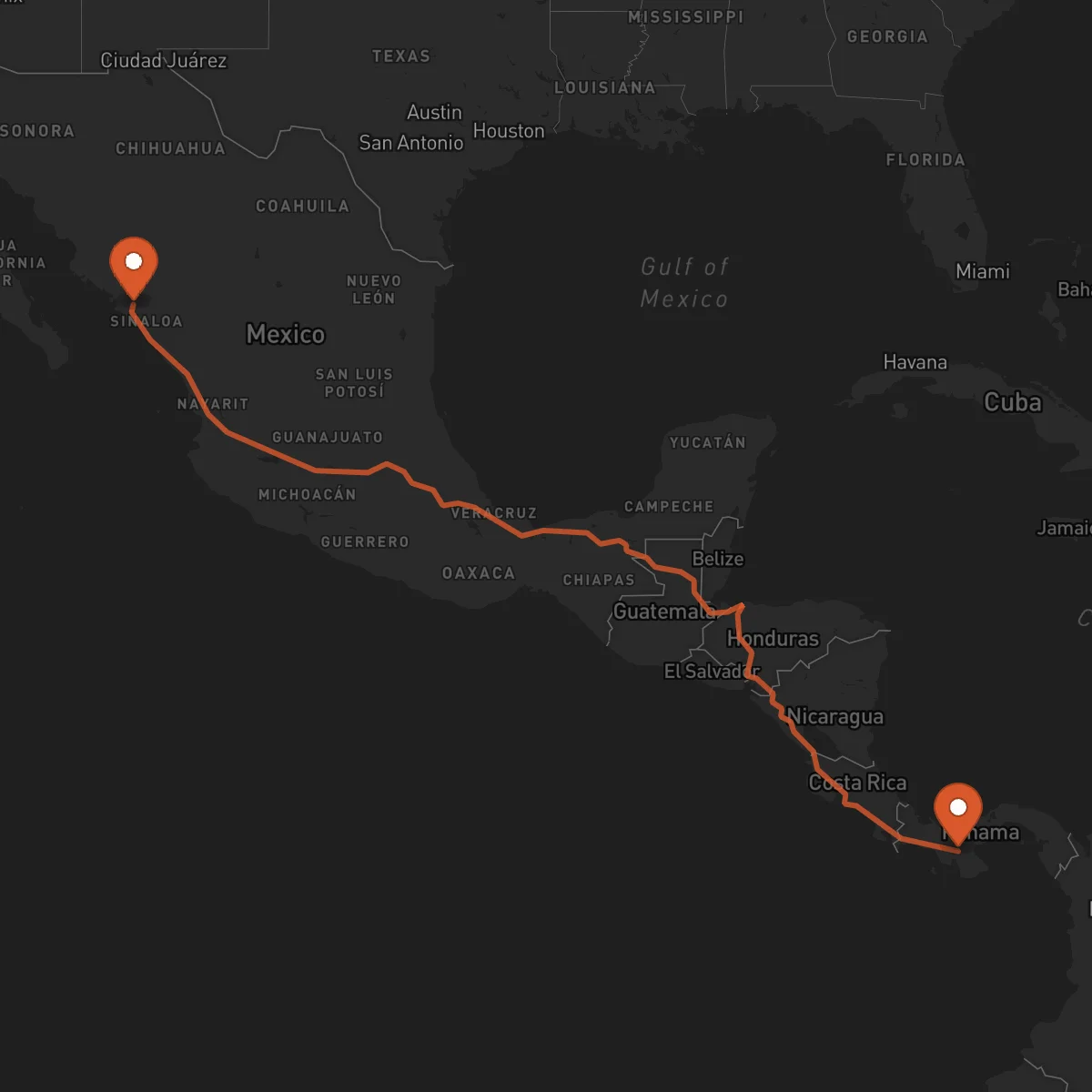 Ruta Culiacán - Santiago de Veraguas