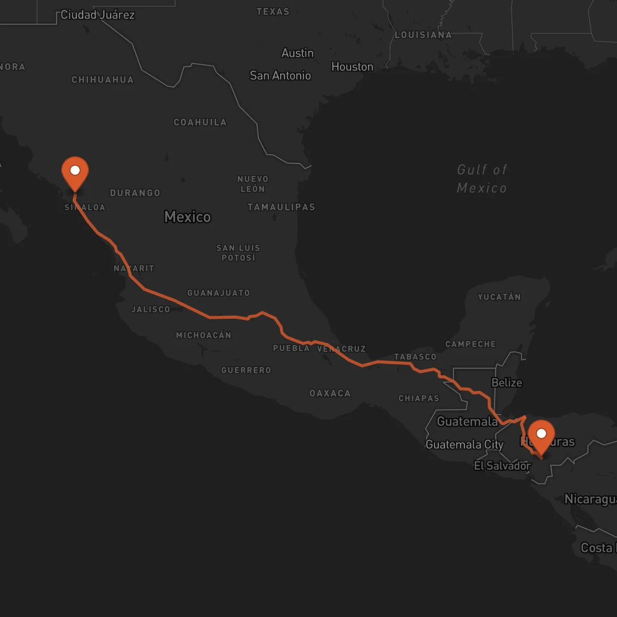 Ruta Culiacán Rosales - Tegucigalpa