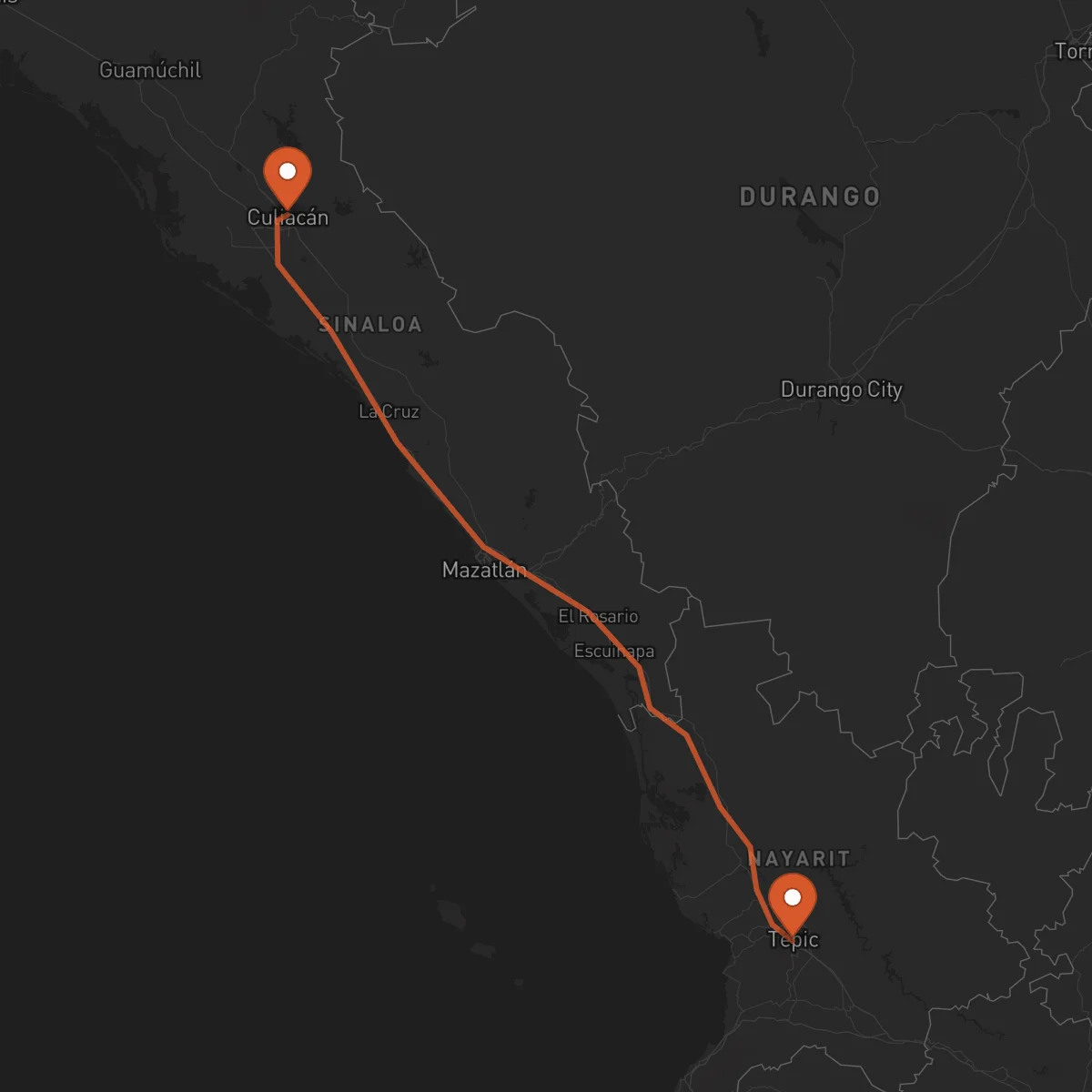 Ruta Tepic - Culiacán Rosales