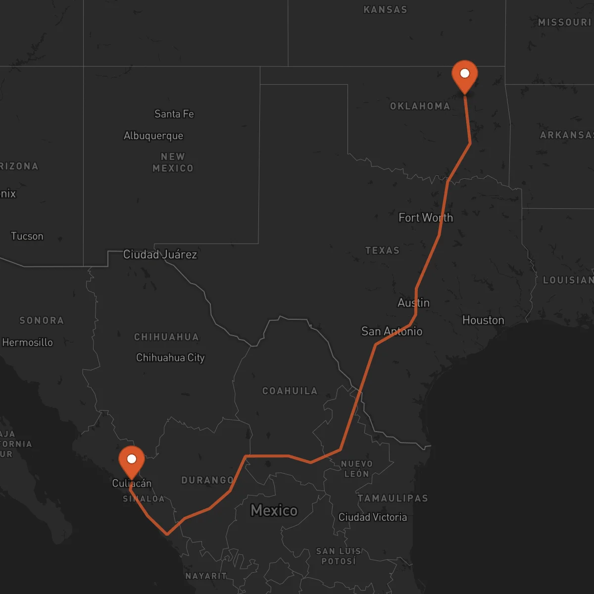 Ruta Culiacán - Tulsa